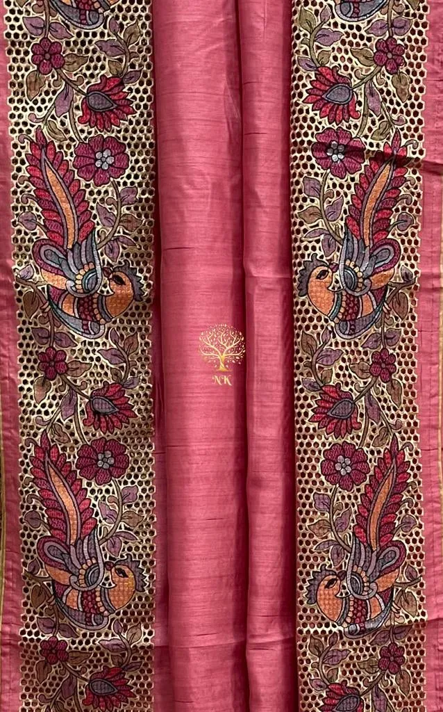 Kalamkari inspired tussar Indian saree