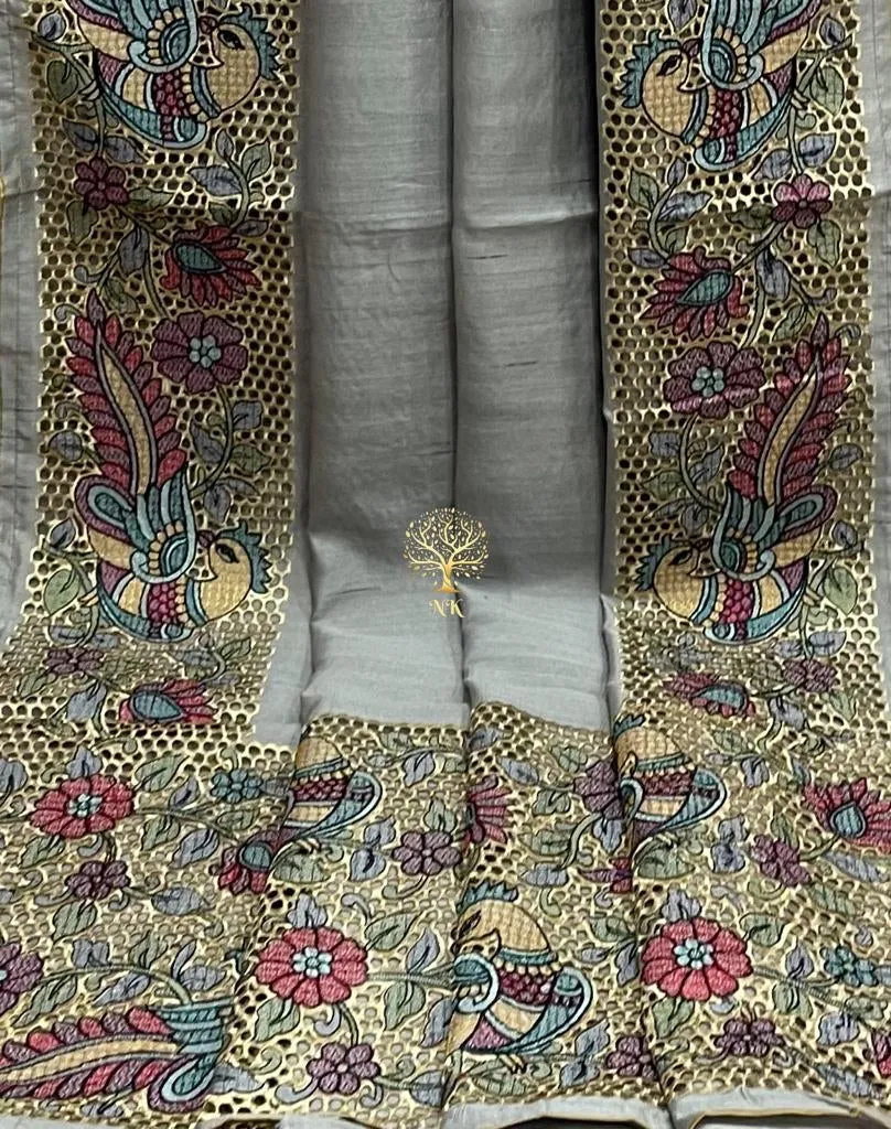 Kalamkari inspired tussar Indian saree