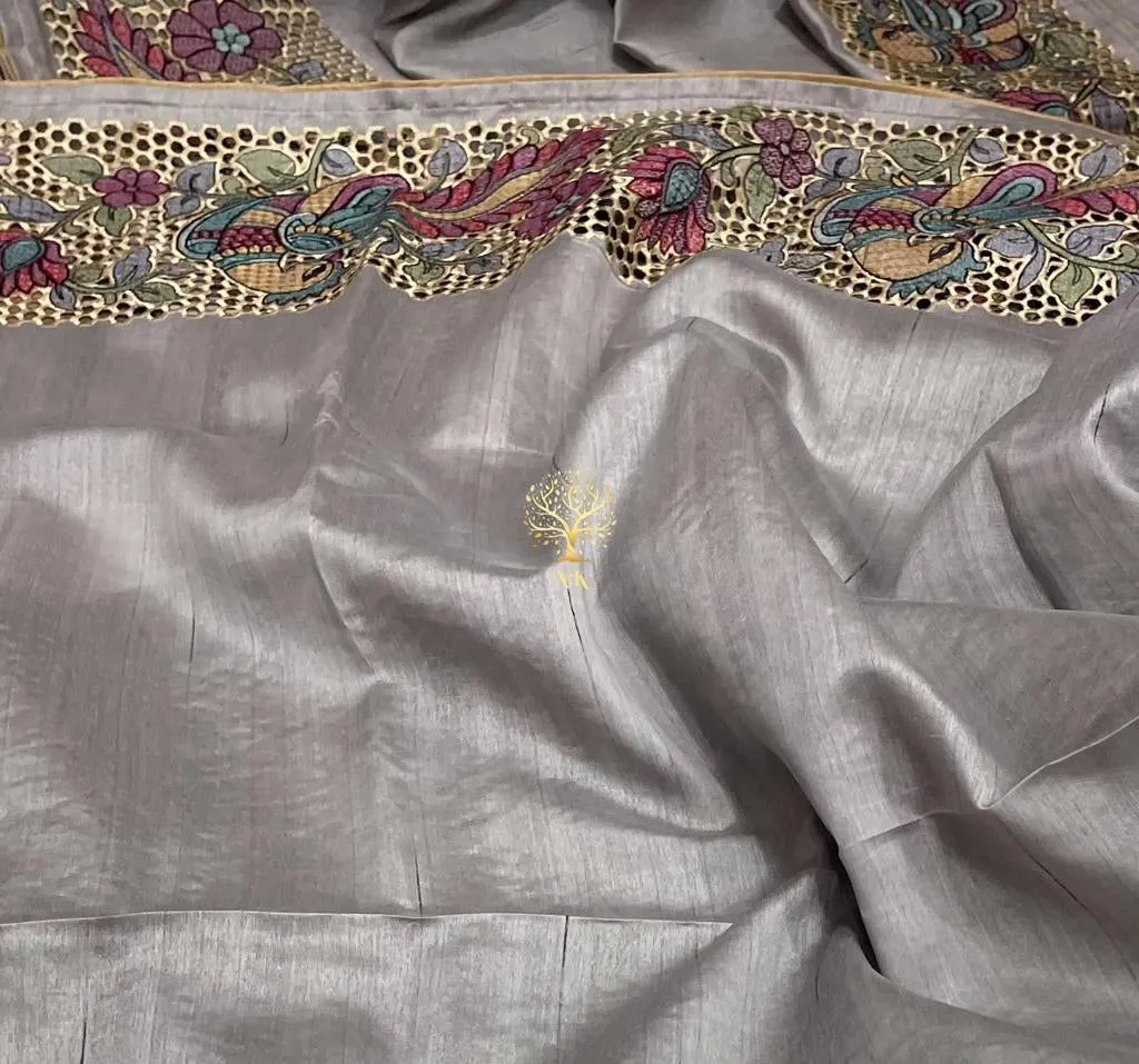 Kalamkari inspired tussar Indian saree