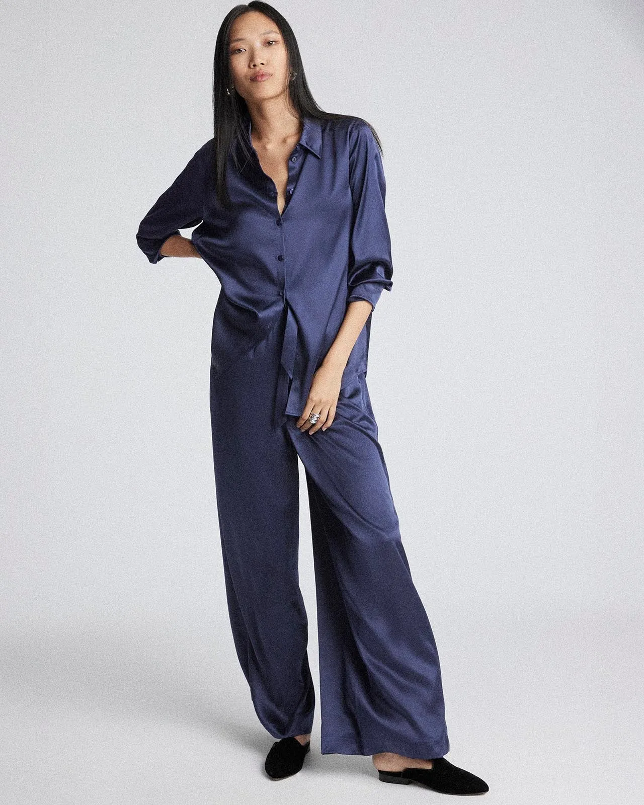 Kate Young x Splendid Silk Wide Leg Pant