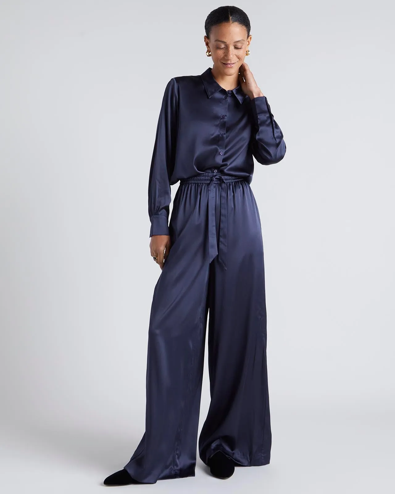 Kate Young x Splendid Silk Wide Leg Pant