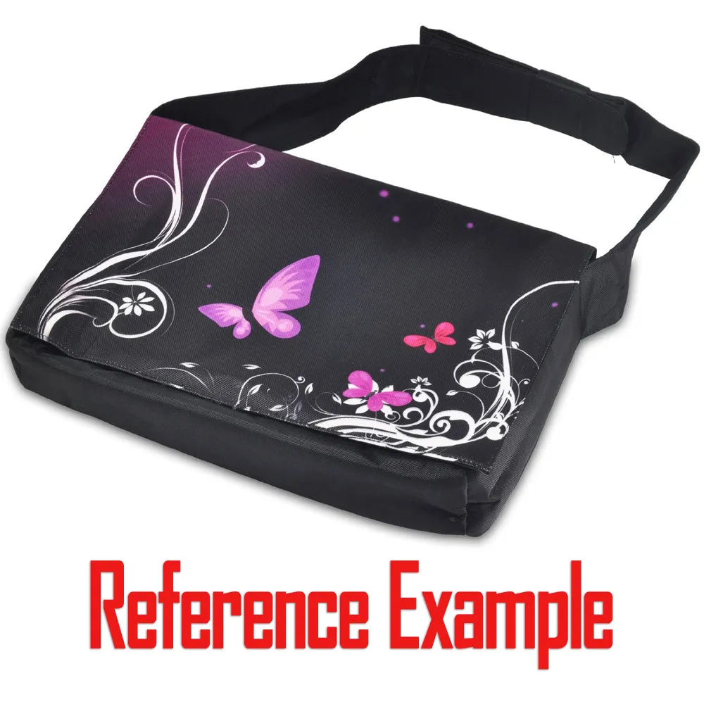 Laptop Padded Compartment Shoulder Messenger Bag Carrying Case & Matching Skin & Mouse Pad – Butterfly Purple