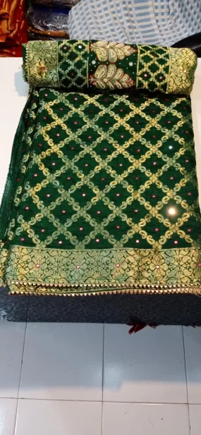 Latest gharchola banarasi silk fabric with full heavy zari work saree kml Bottle Green