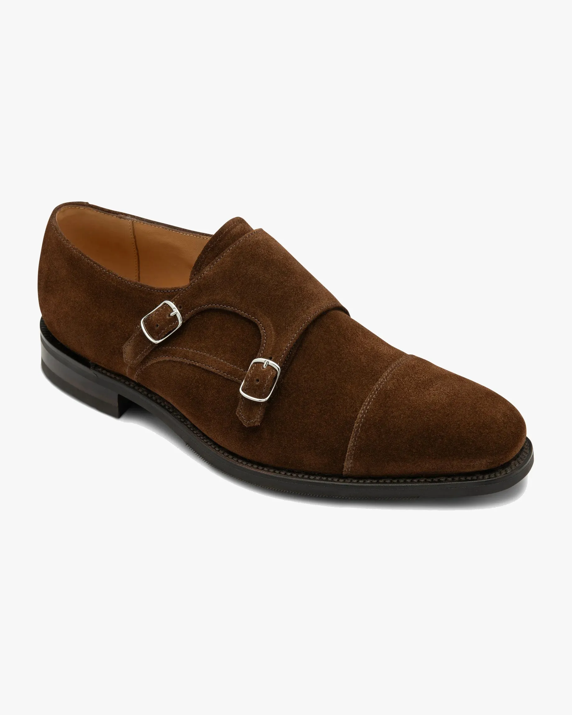 Loake 1880 Classic Cannon Twin Buckle Monk Shoe - Brown Suede