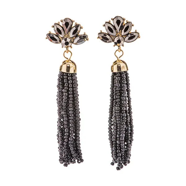 Lotus Floral Beaded Tassel Earrings - 6 colors!