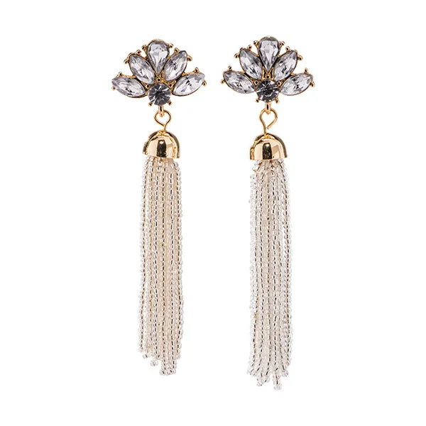 Lotus Floral Beaded Tassel Earrings - 6 colors!