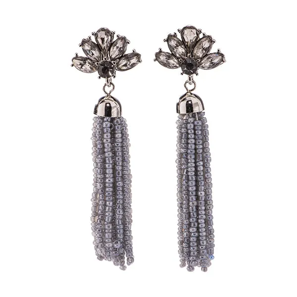 Lotus Floral Beaded Tassel Earrings - 6 colors!