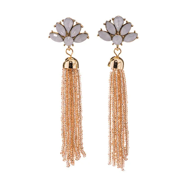 Lotus Floral Beaded Tassel Earrings - 6 colors!