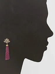 Lotus Floral Beaded Tassel Earrings - 6 colors!