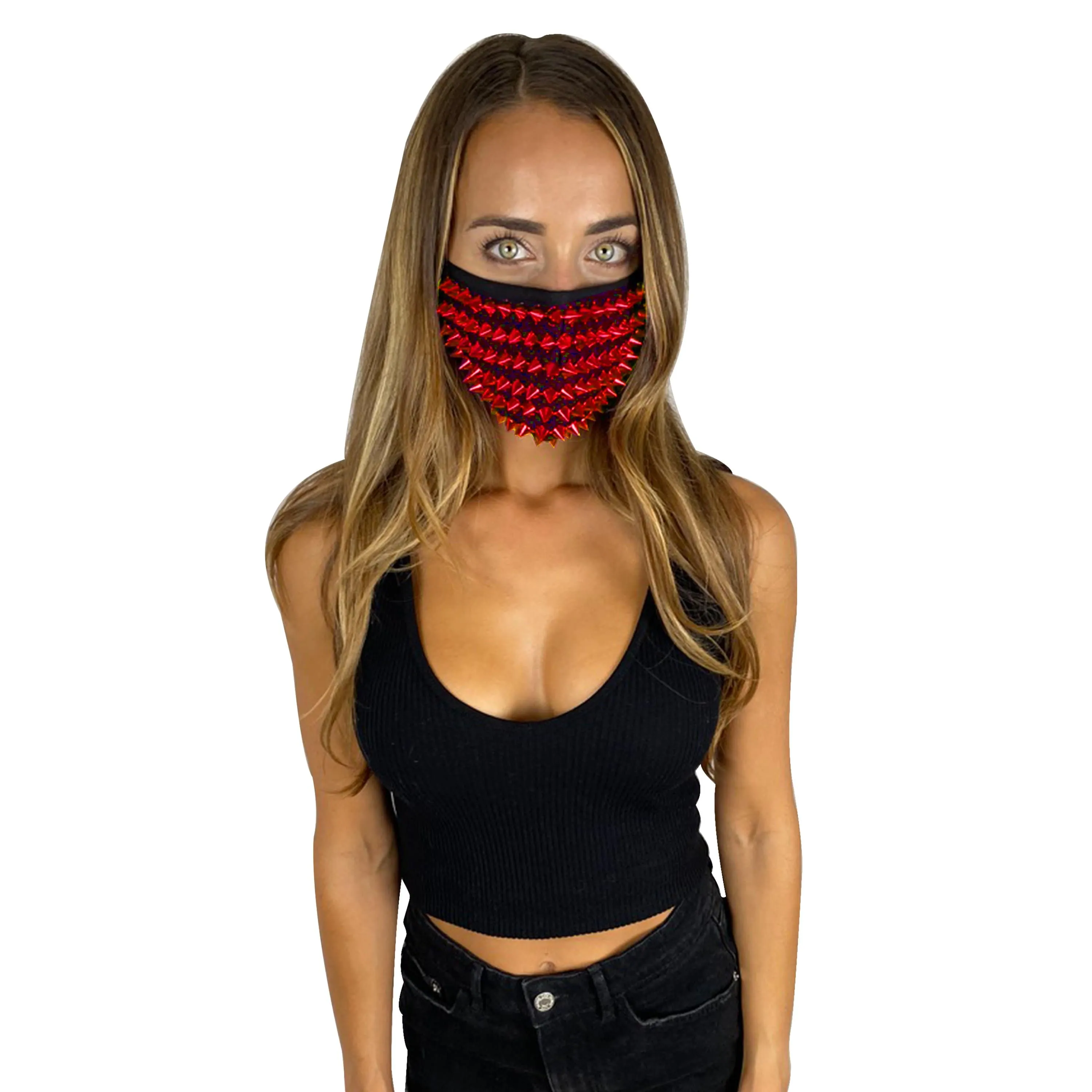 Lust Red Stud Face Masks With Filter Pocket & Adjustable Ear Loops