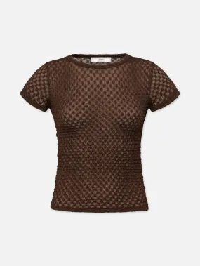 Mesh Lace Baby Tee -- Chocolate Brown