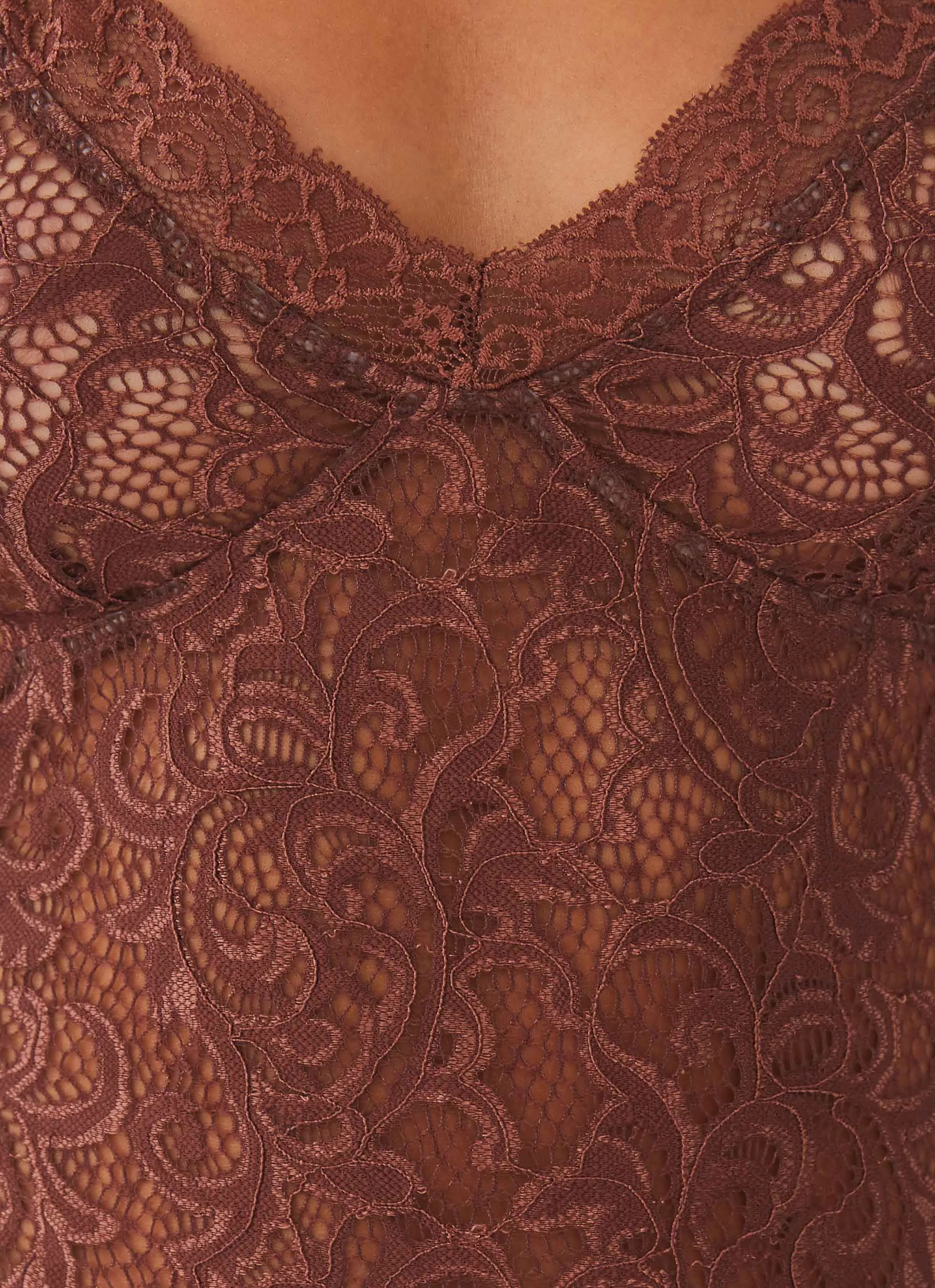 Nobody's Business Lace Dress - Chocolate