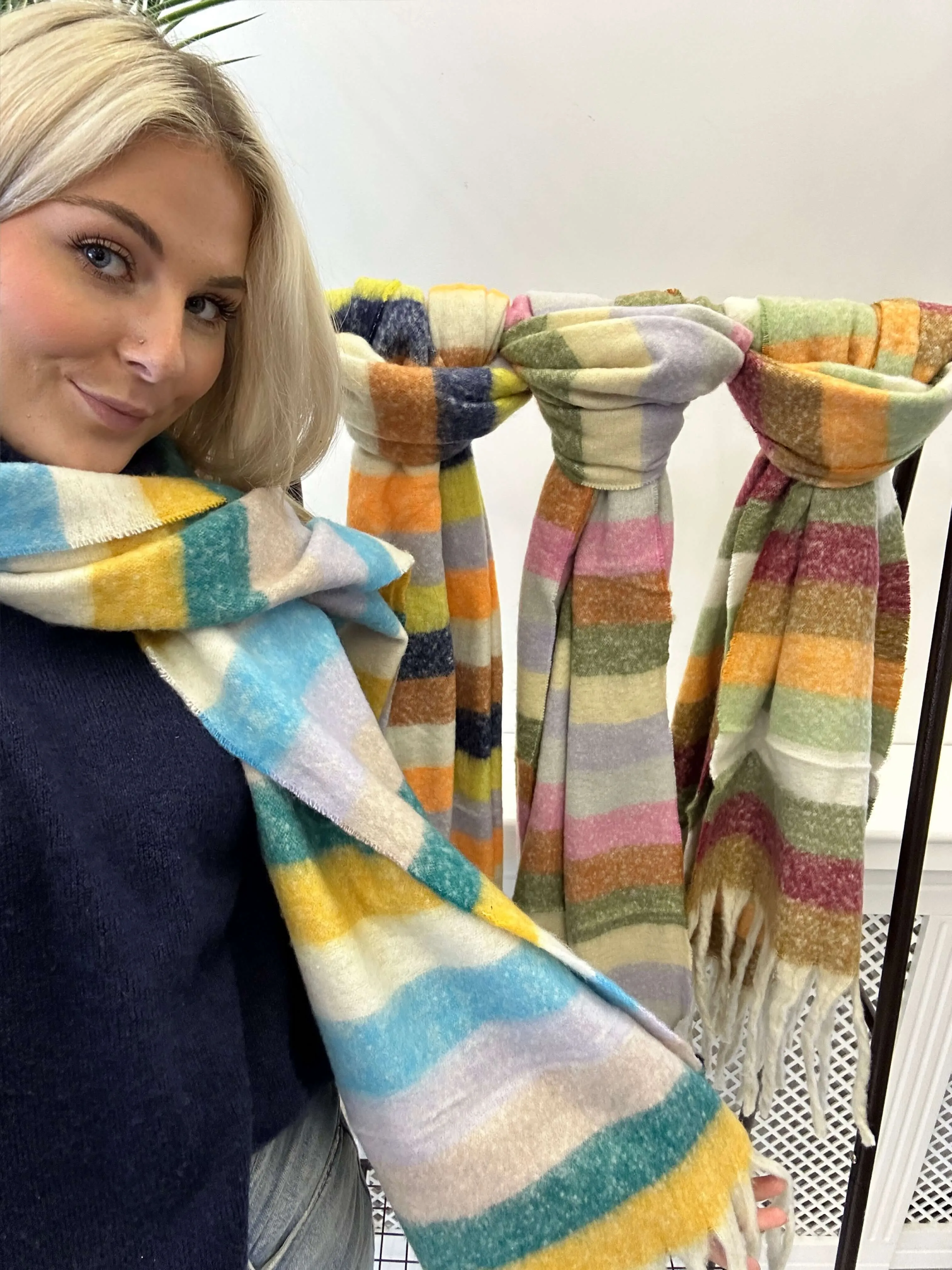 Pastel Stripe Blanket Scarves