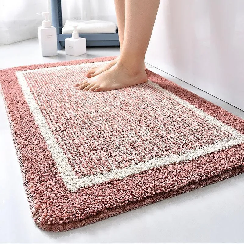 Pink Purple Rectangular Microfiber Bath Rugs Soft Floor Mats