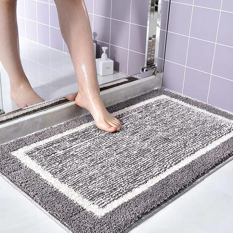 Pink Purple Rectangular Microfiber Bath Rugs Soft Floor Mats