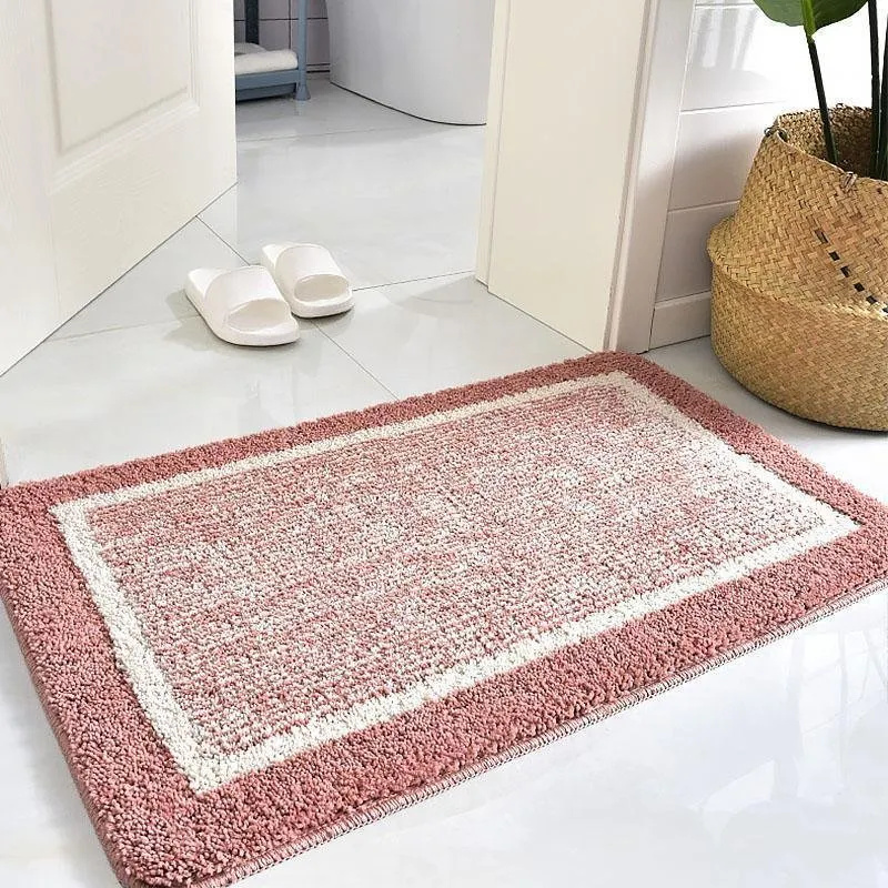 Pink Purple Rectangular Microfiber Bath Rugs Soft Floor Mats