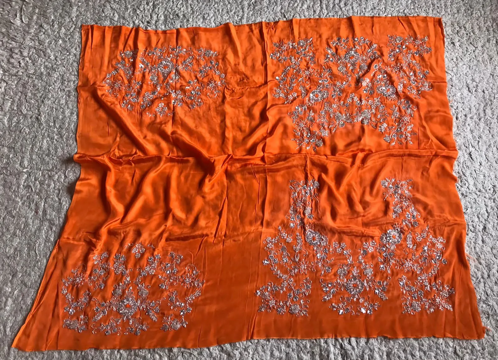 Preety orange organza silky saris