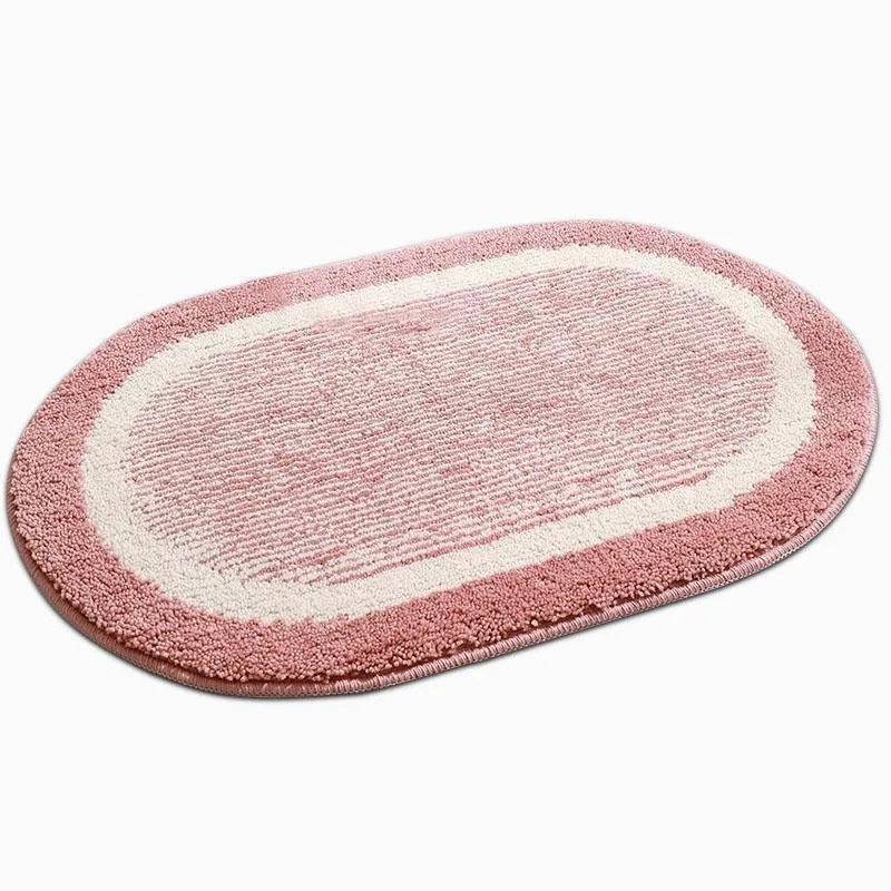 Purple Pink Oval Microfiber Bath Rugs Soft Bathroom Mats