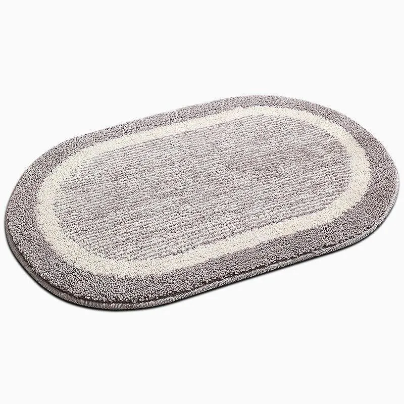 Purple Pink Oval Microfiber Bath Rugs Soft Bathroom Mats