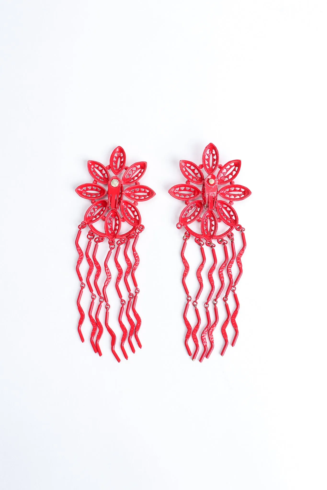 Red Flower Fringe Earring