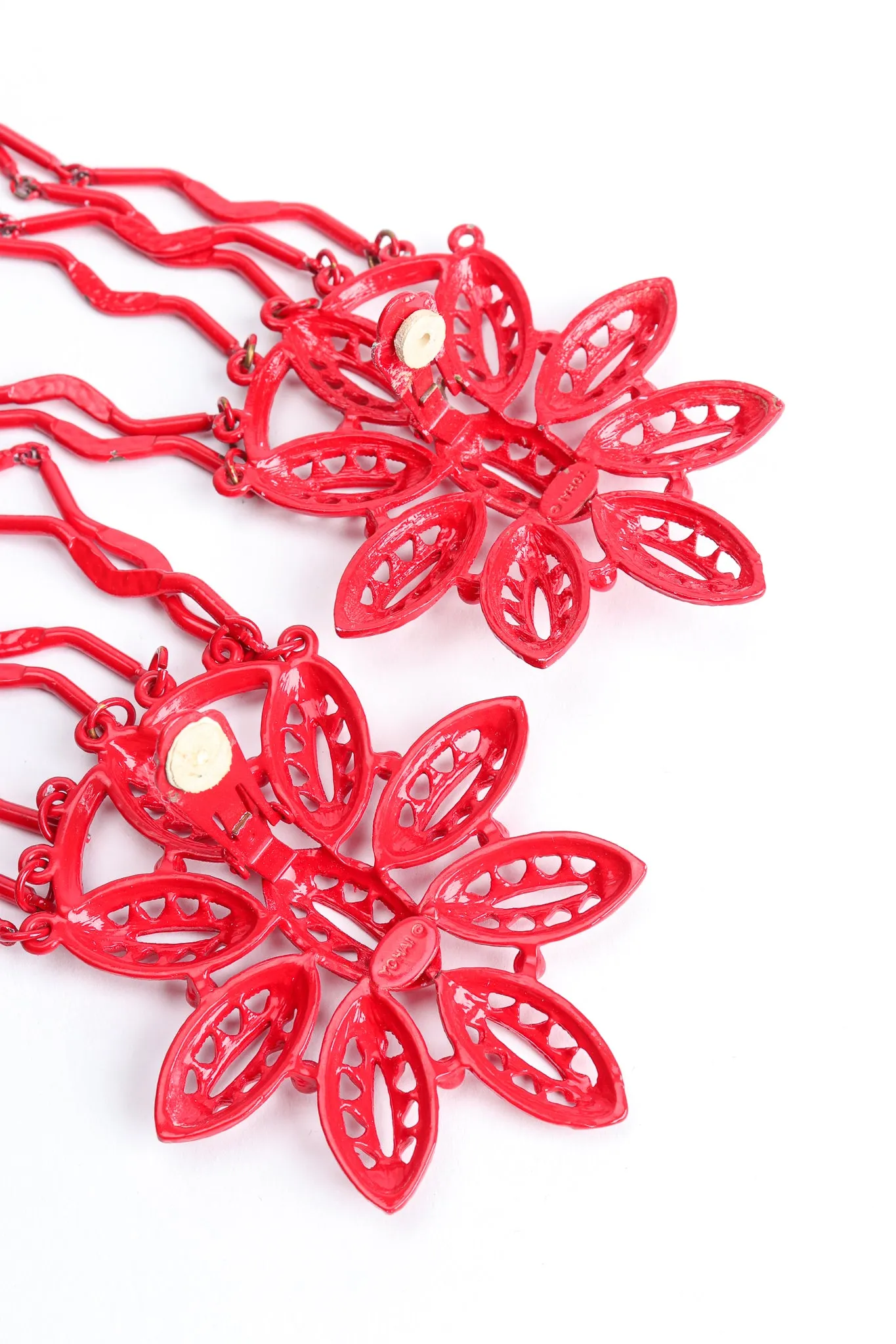 Red Flower Fringe Earring