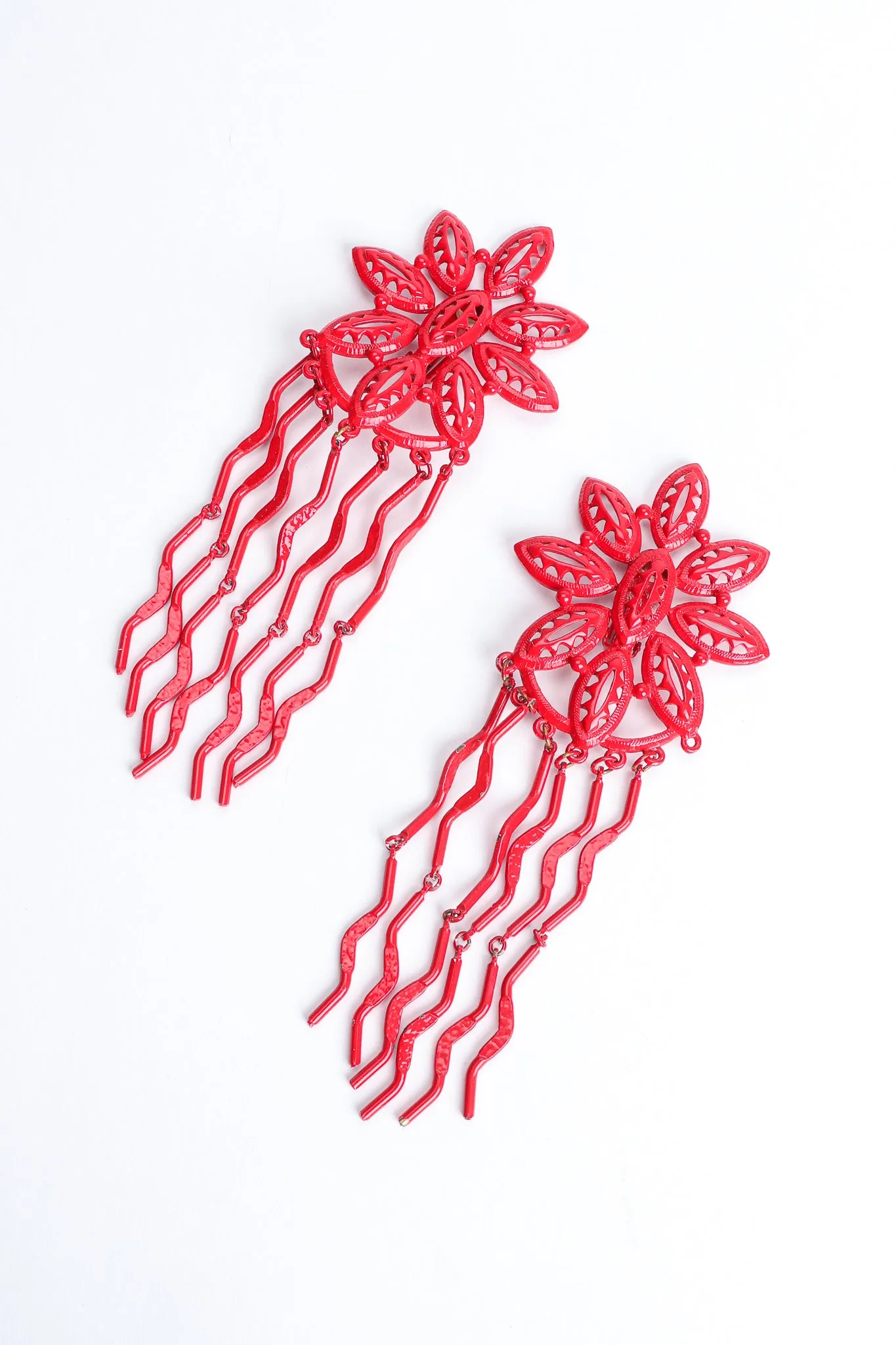 Red Flower Fringe Earring