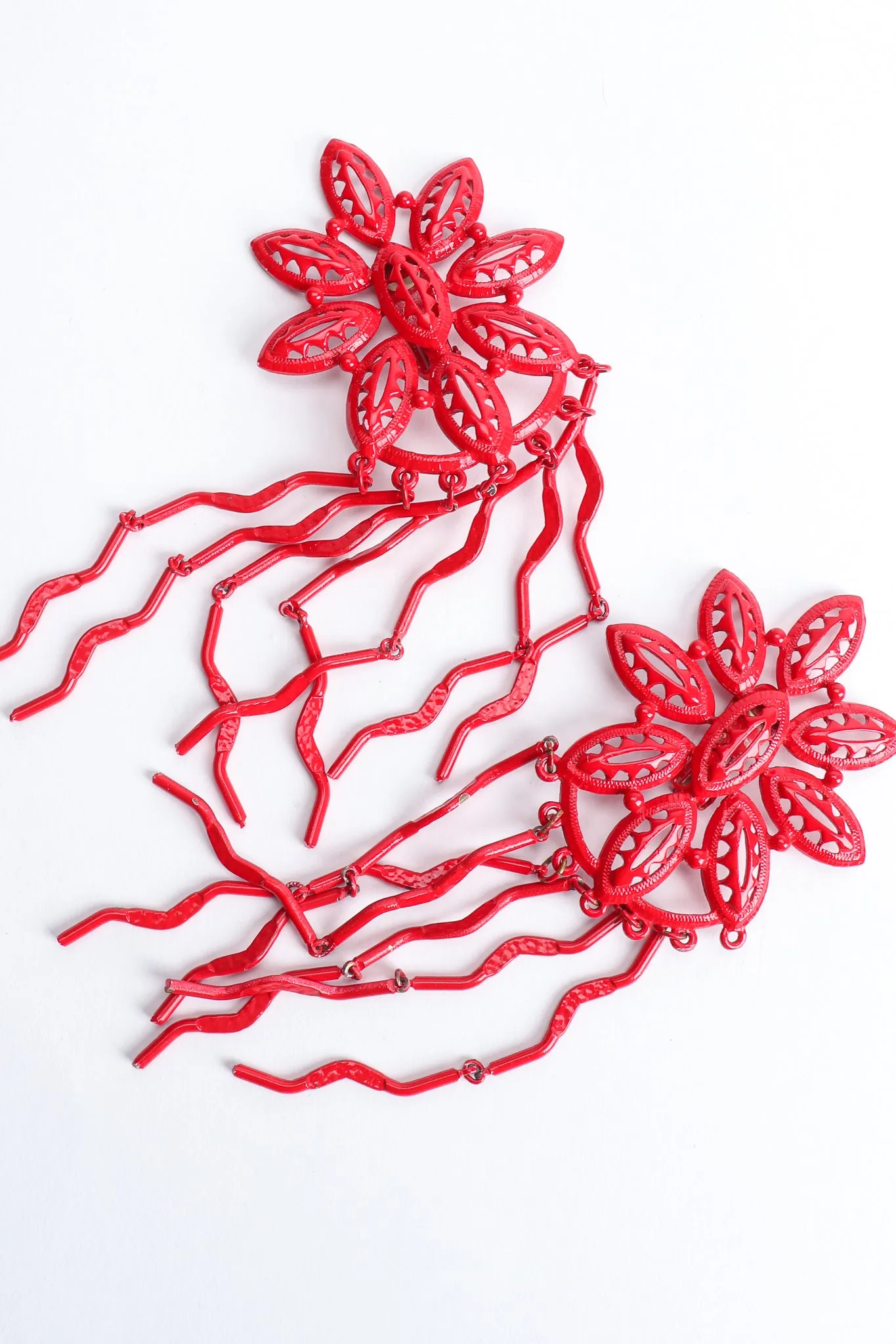 Red Flower Fringe Earring