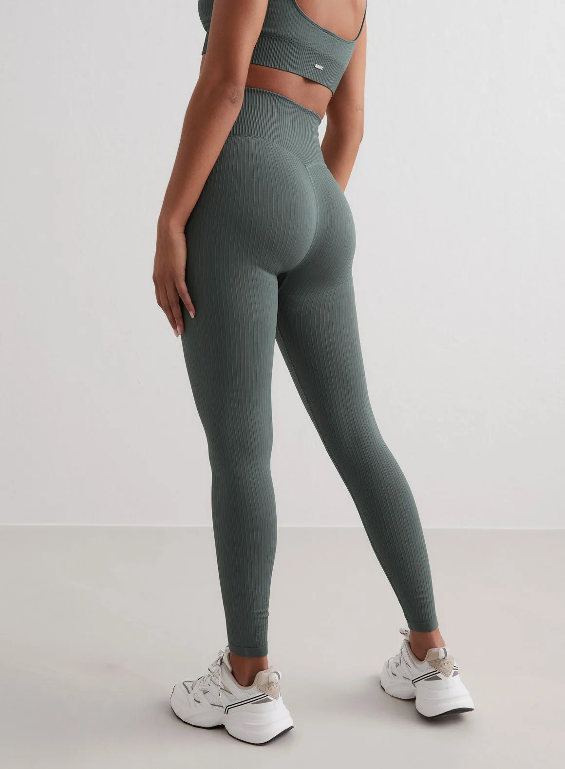 Sage Ribbed Seamless Tights