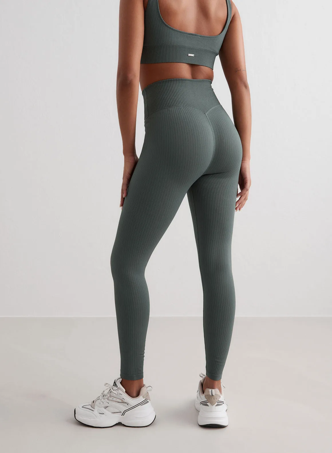 Sage Ribbed Seamless Tights