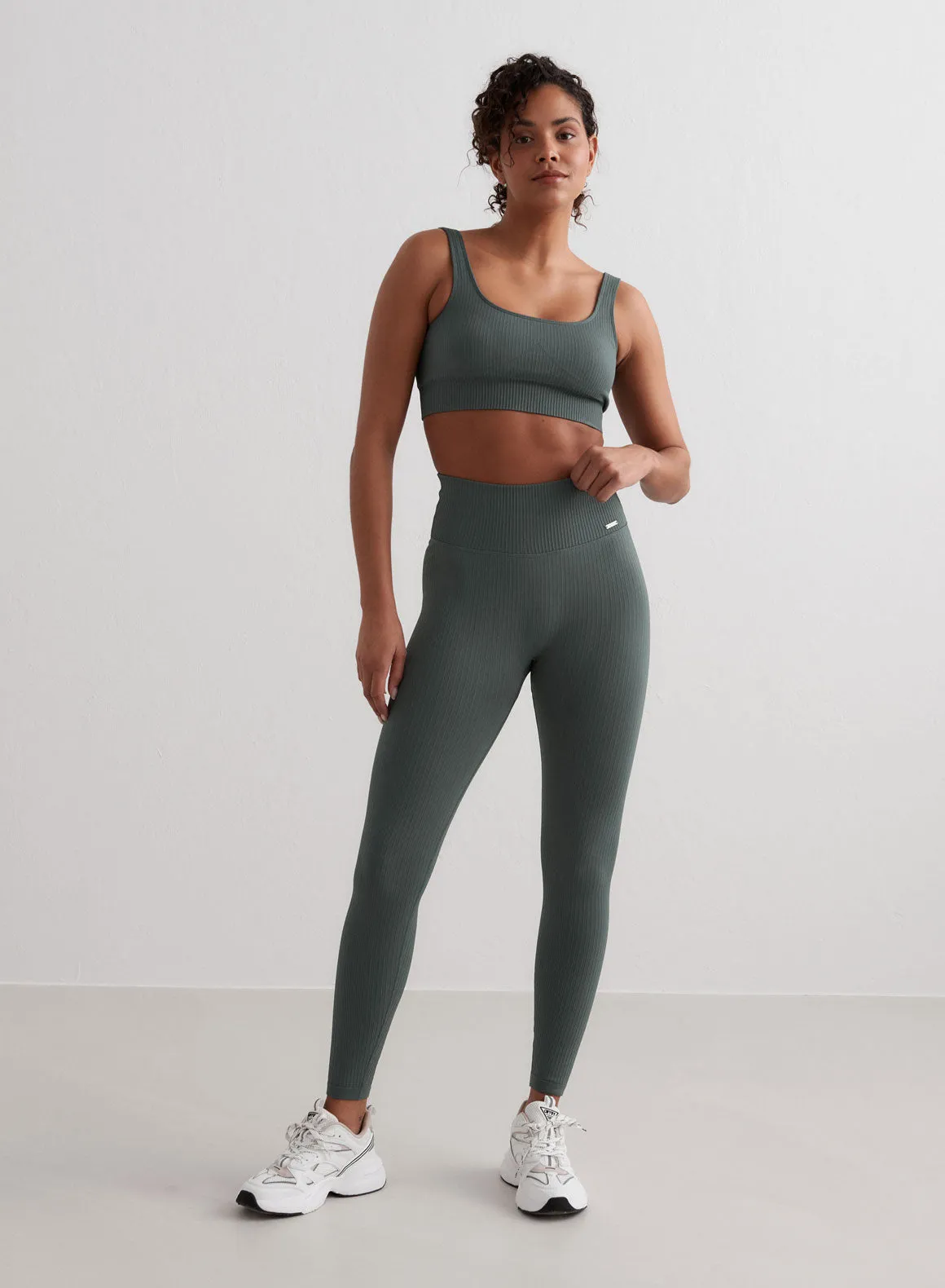 Sage Ribbed Seamless Tights