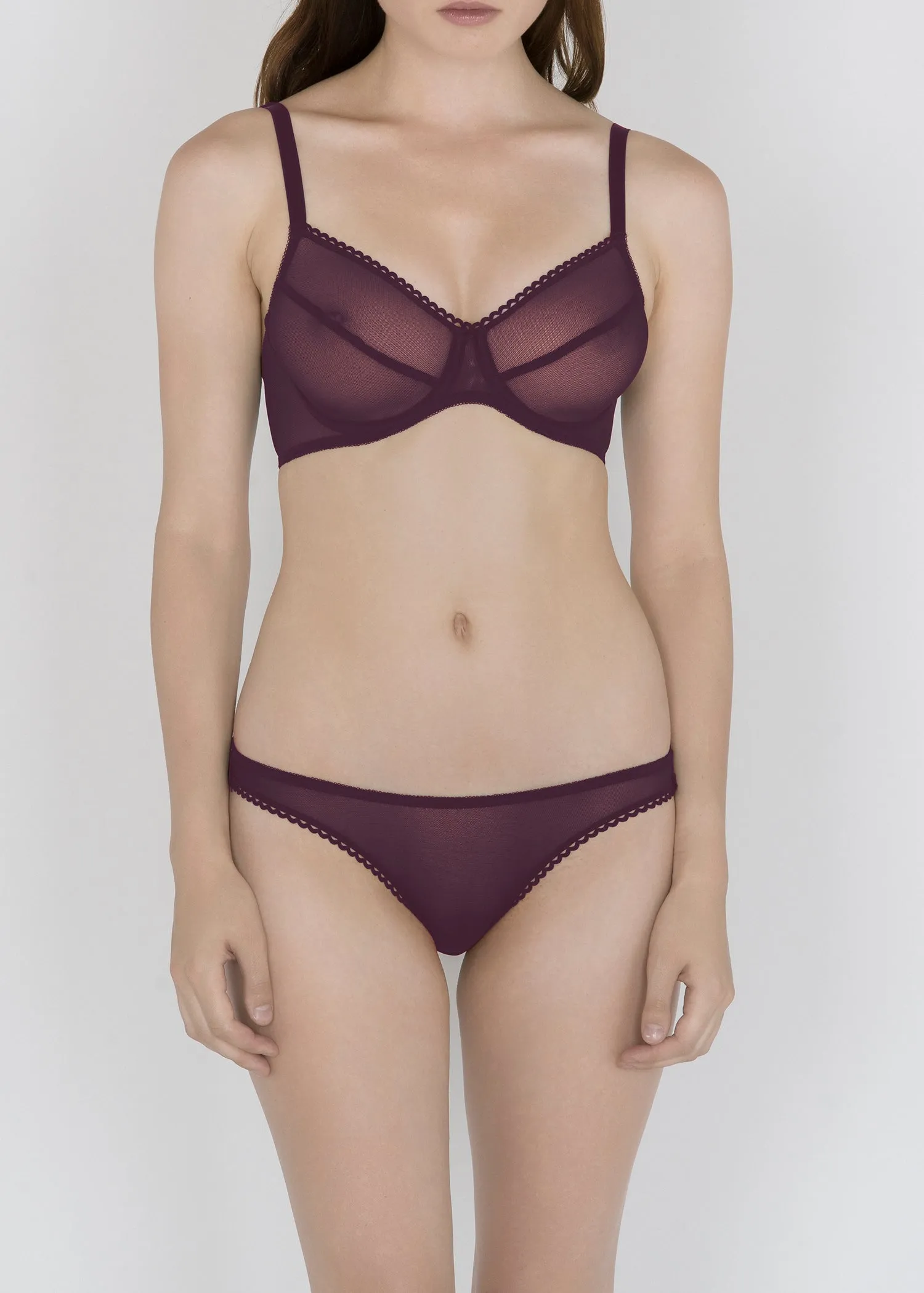 Sheer French Tulle Basic Underwired Bra in Neutrals & Skin Tones