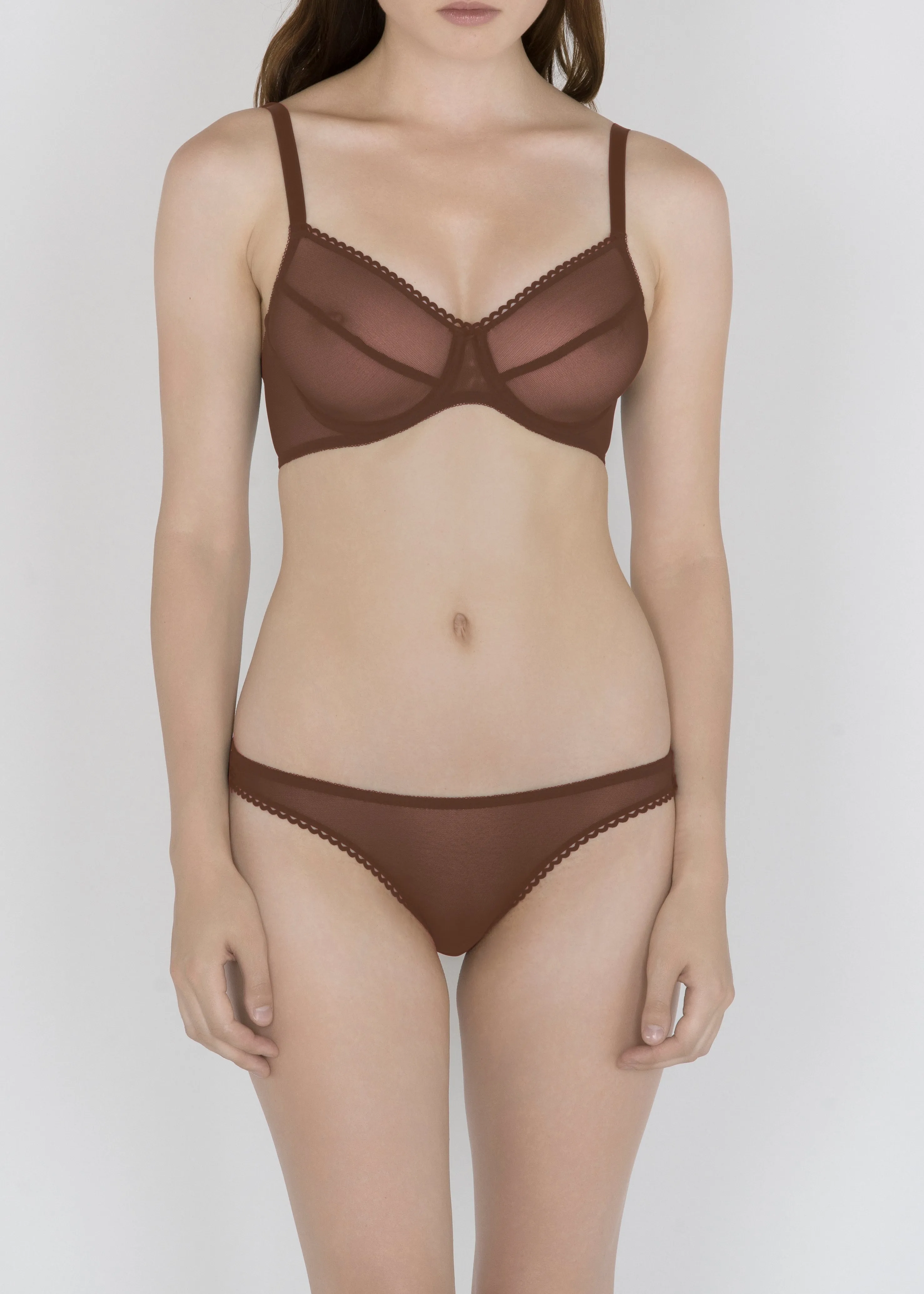 Sheer French Tulle Basic Underwired Bra in Neutrals & Skin Tones