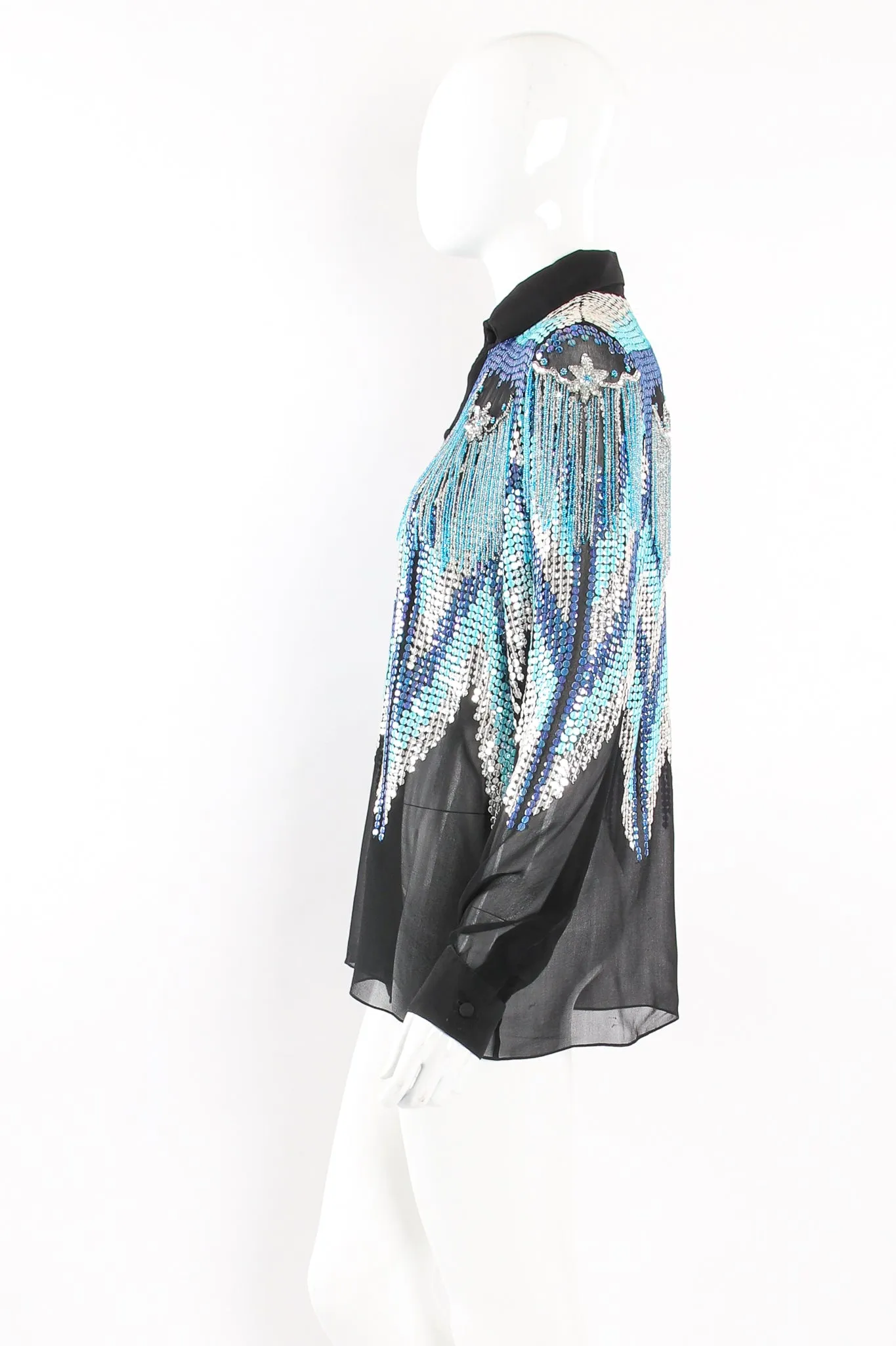 Sheer Sequin Fringe Shirt