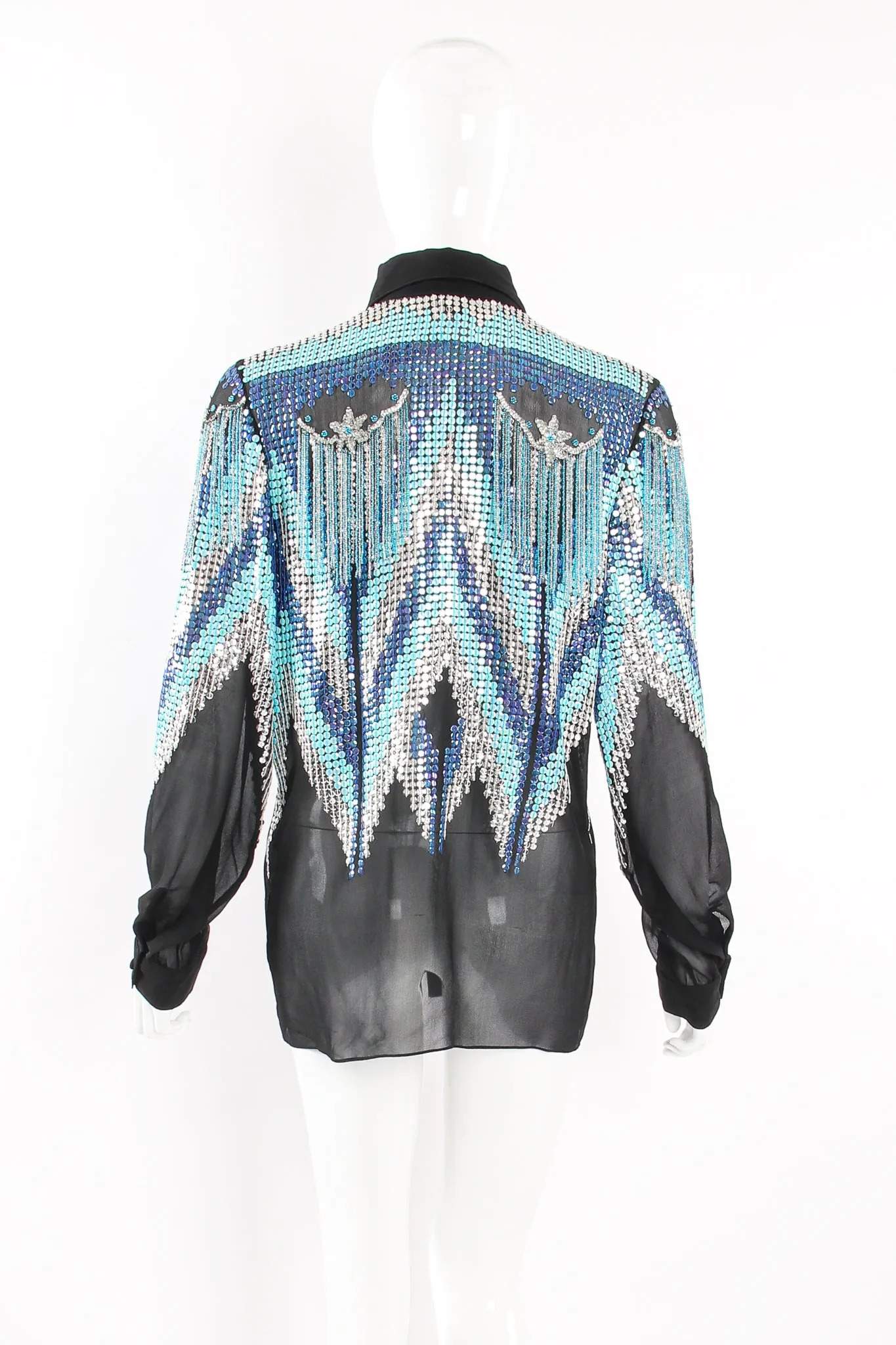 Sheer Sequin Fringe Shirt