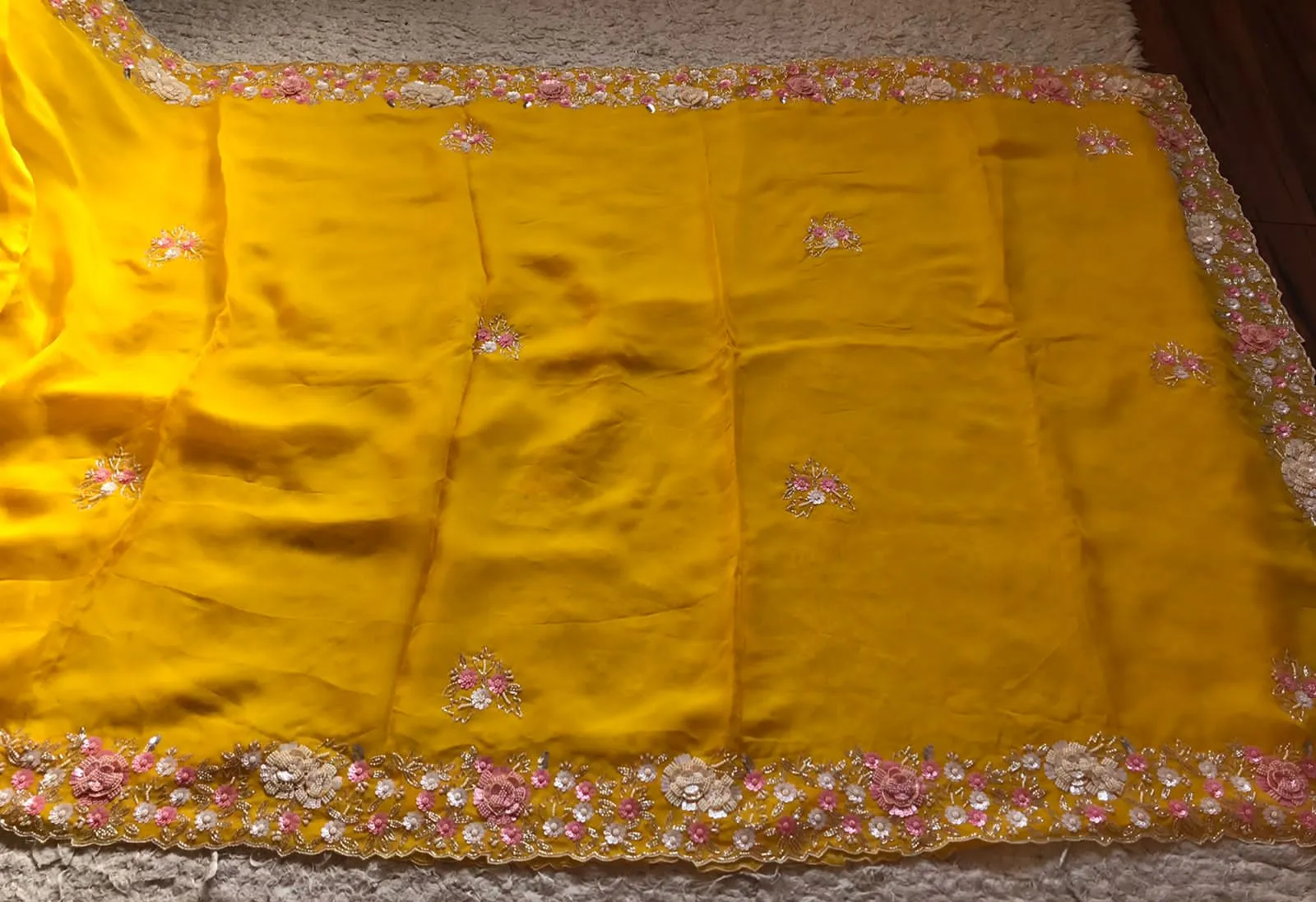 Sinisha yellow organza partywear trendy sarees