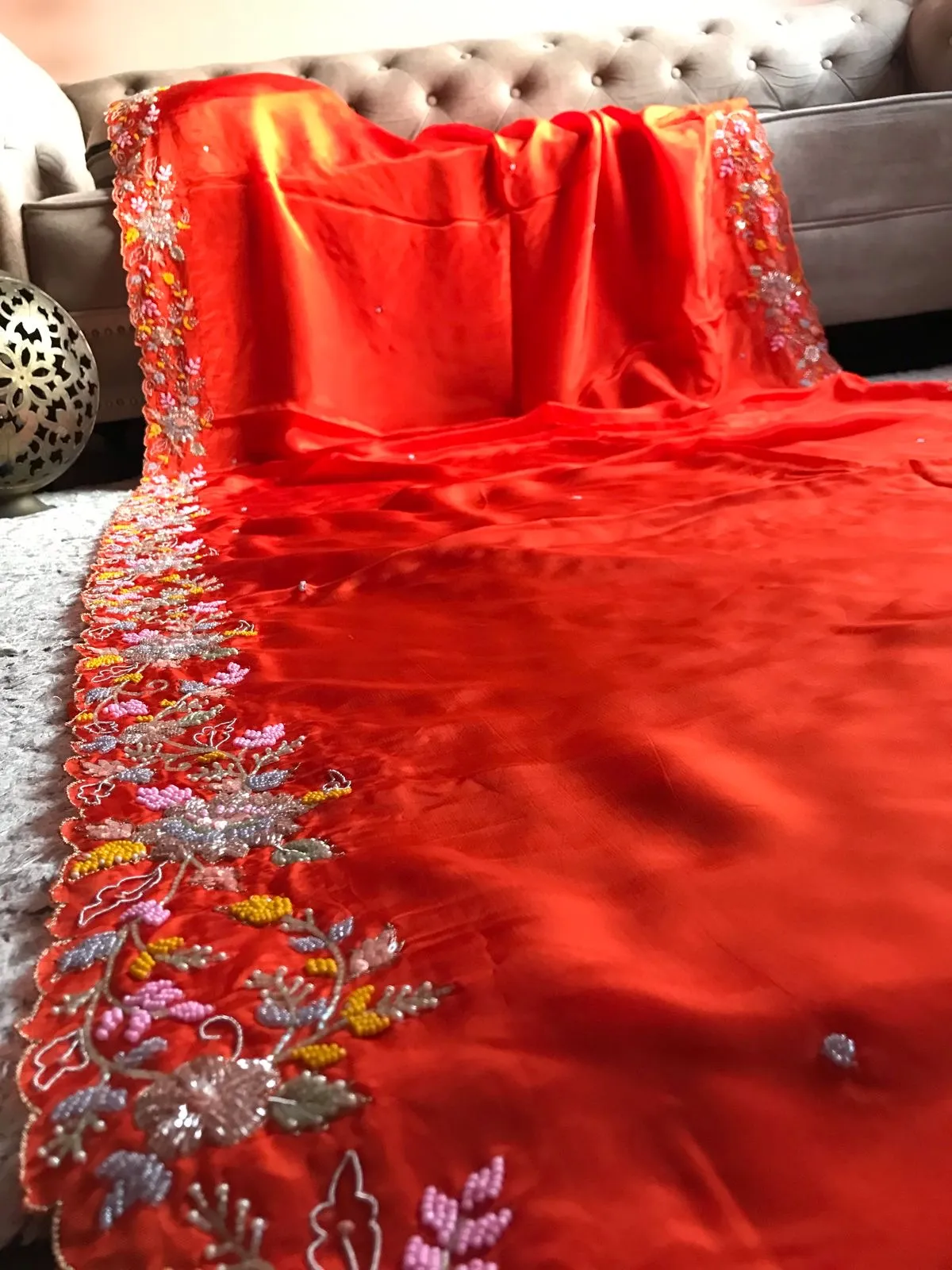 Tangy Orange Satin Silk Sarees Beautiful Sarees