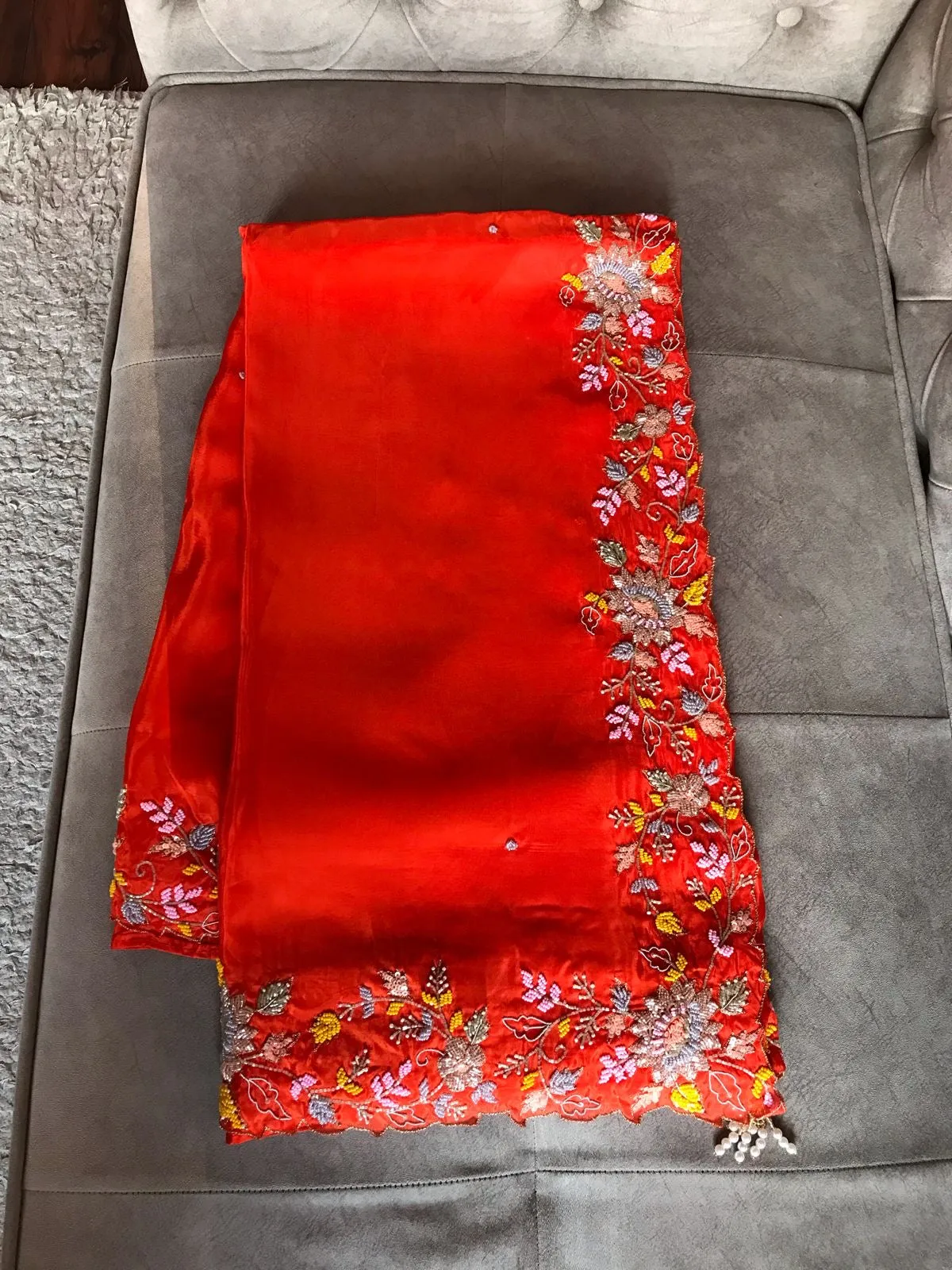 Tangy Orange Satin Silk Sarees Beautiful Sarees