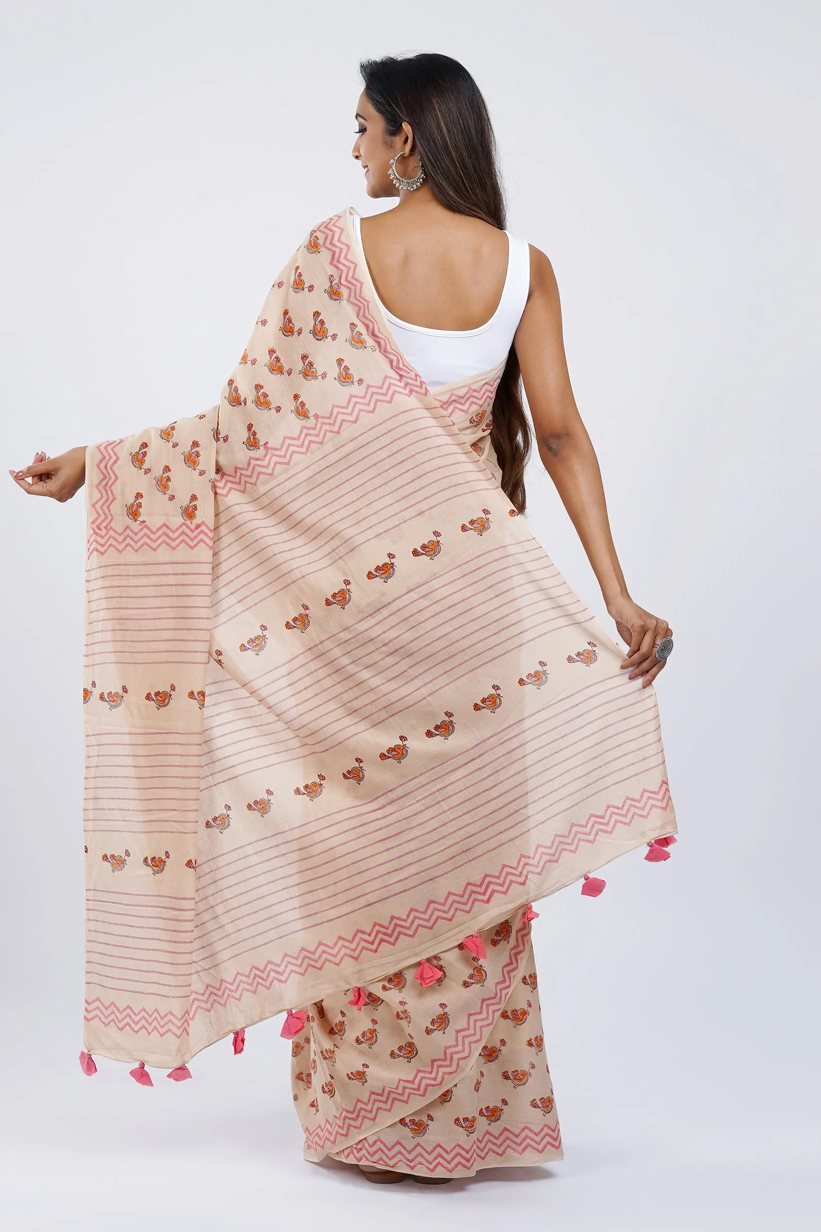 Teejh Chdhiya Udd Mulmul Cotton Saree