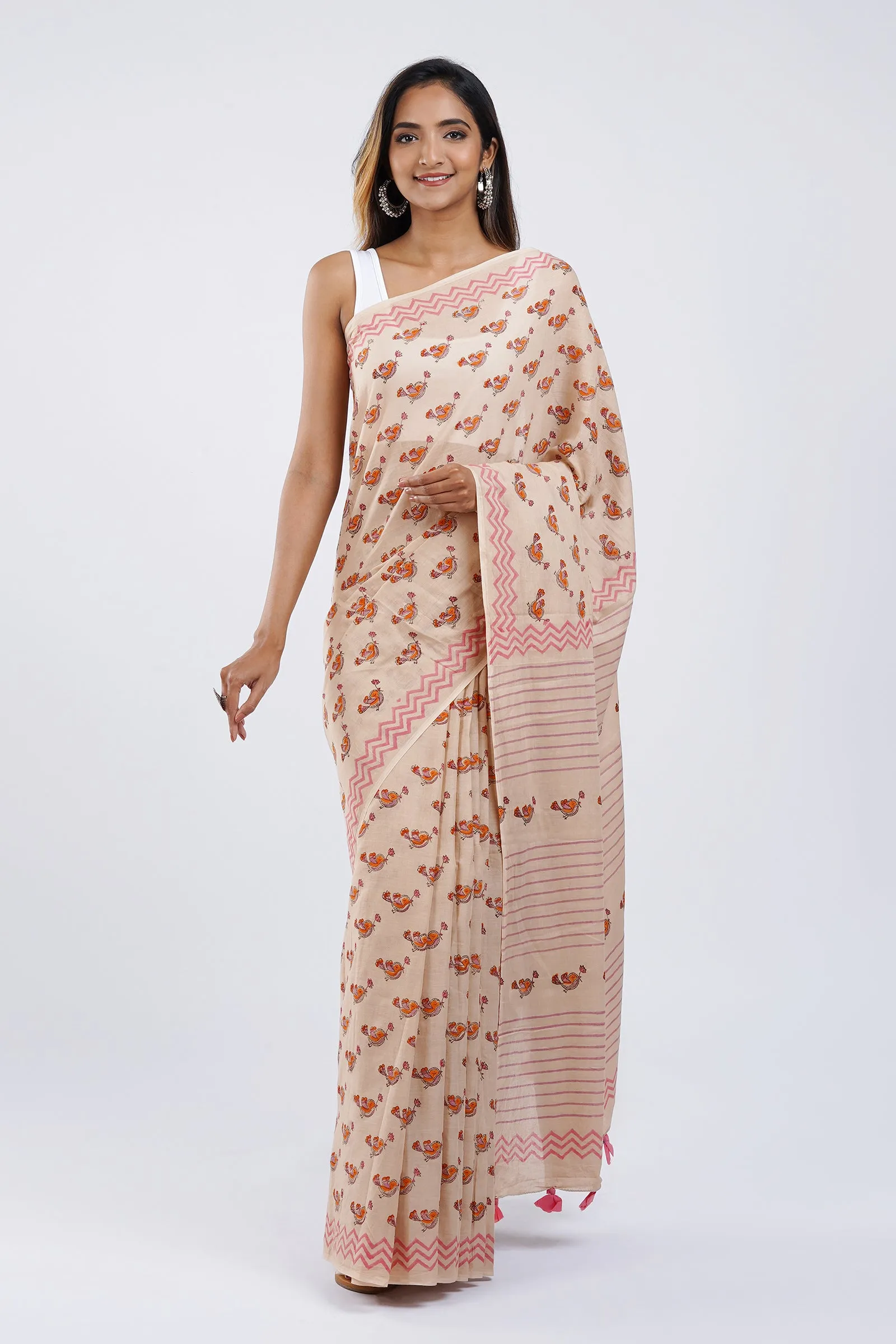 Teejh Chdhiya Udd Mulmul Cotton Saree