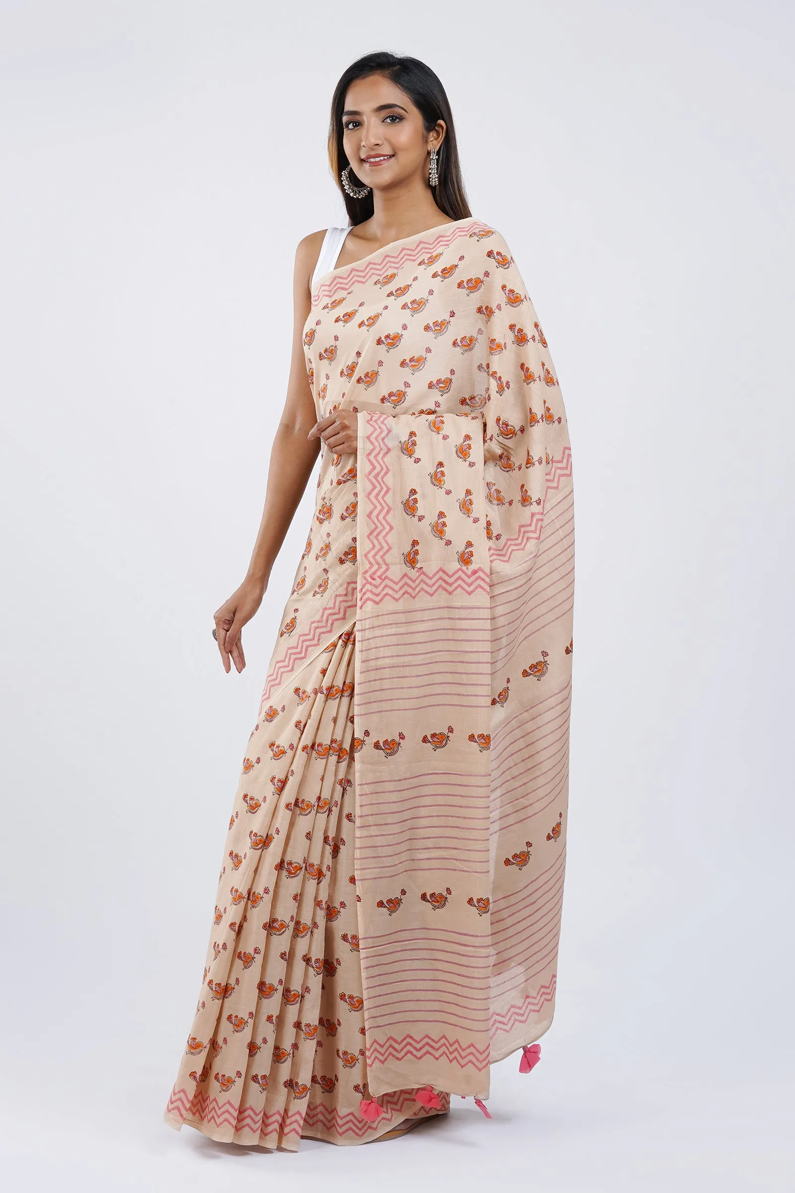 Teejh Chdhiya Udd Mulmul Cotton Saree