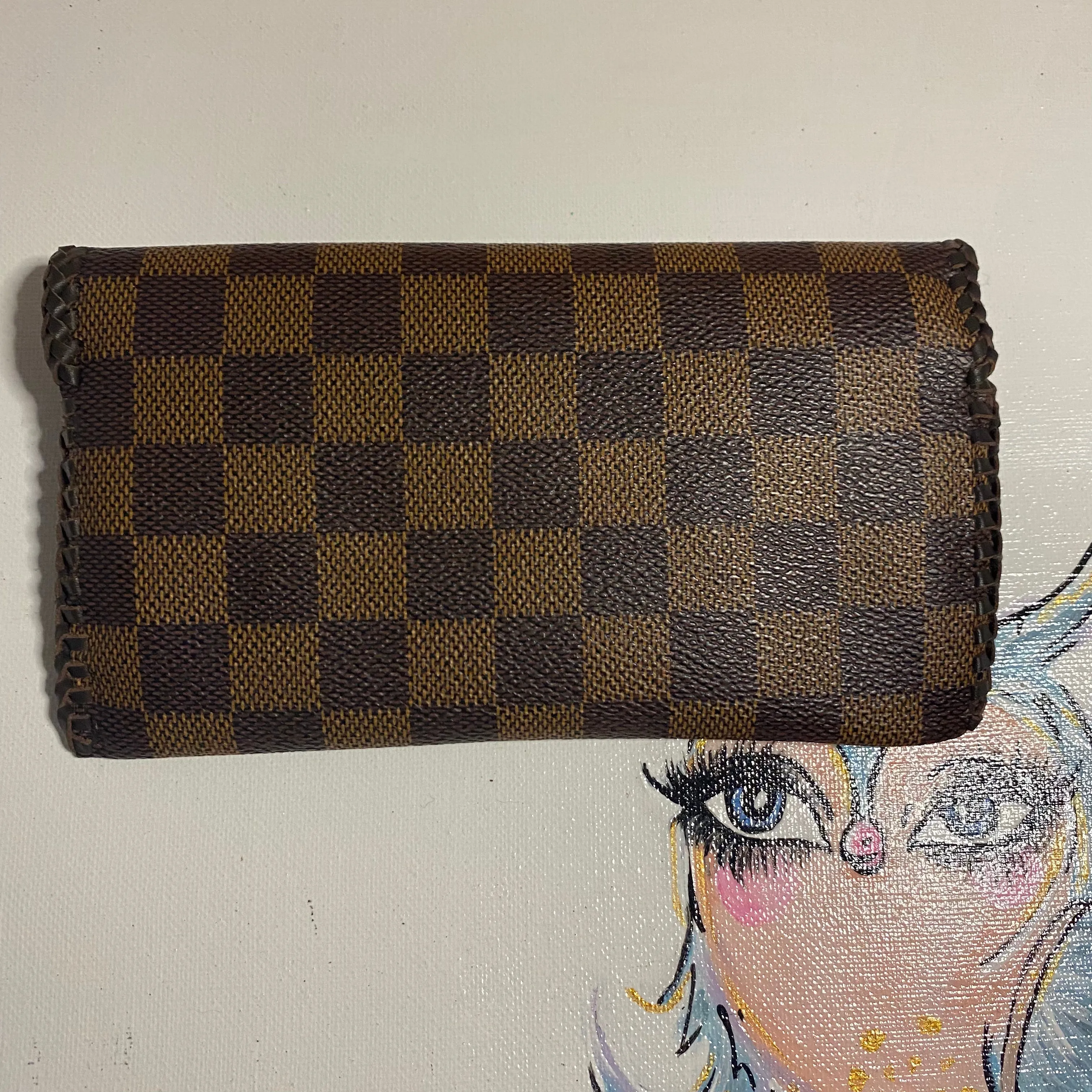 The Junco Wallet on Chain - Vintage Damier in Brown