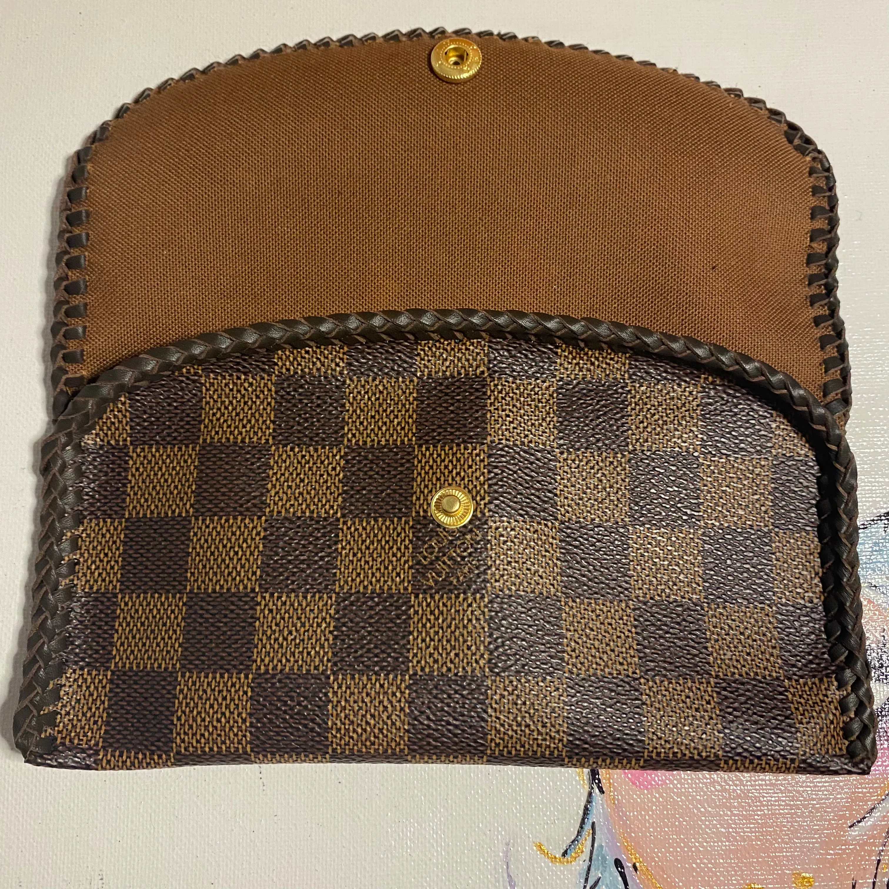 The Junco Wallet on Chain - Vintage Damier in Brown