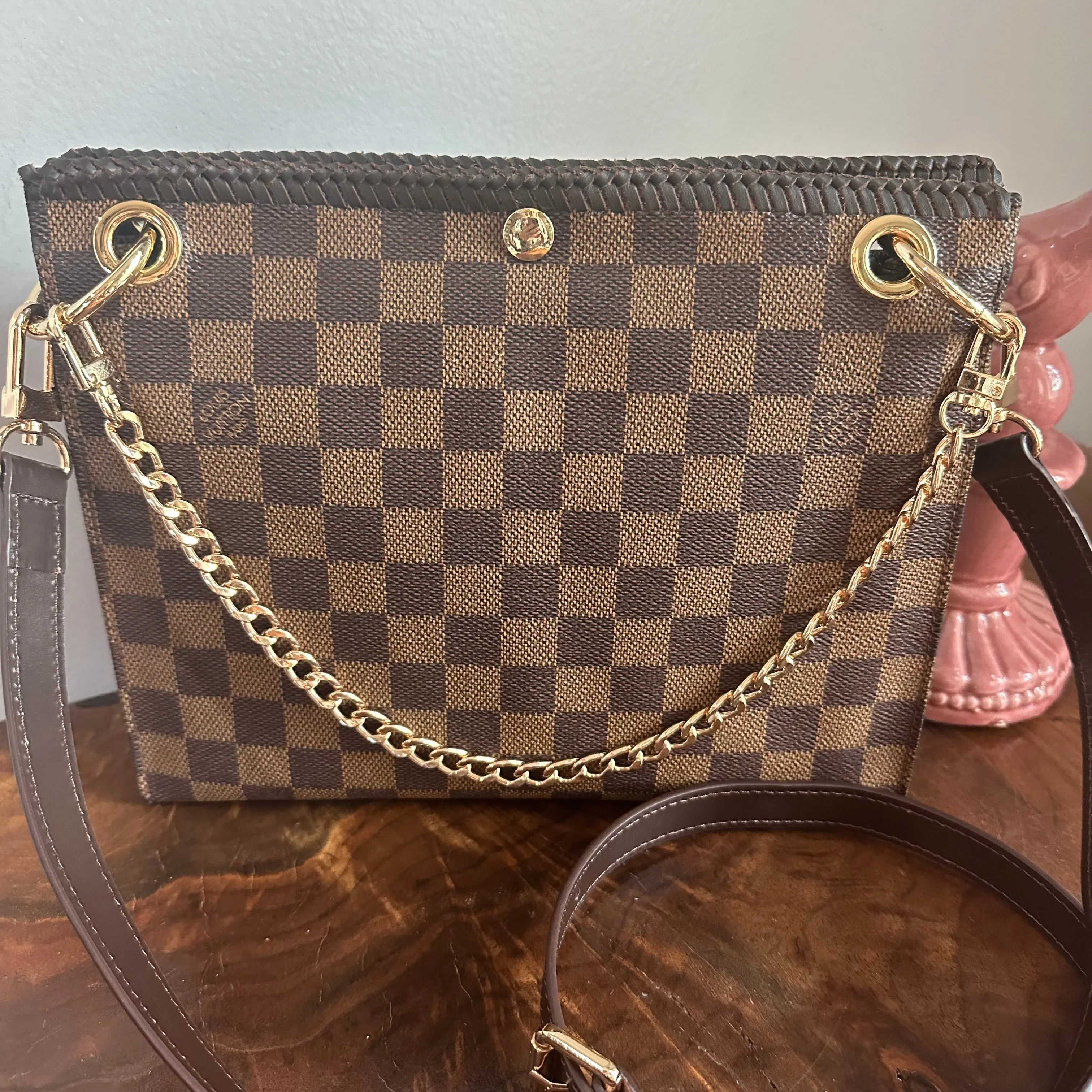 The Swan Crossbody - Vintage Damier in Brown