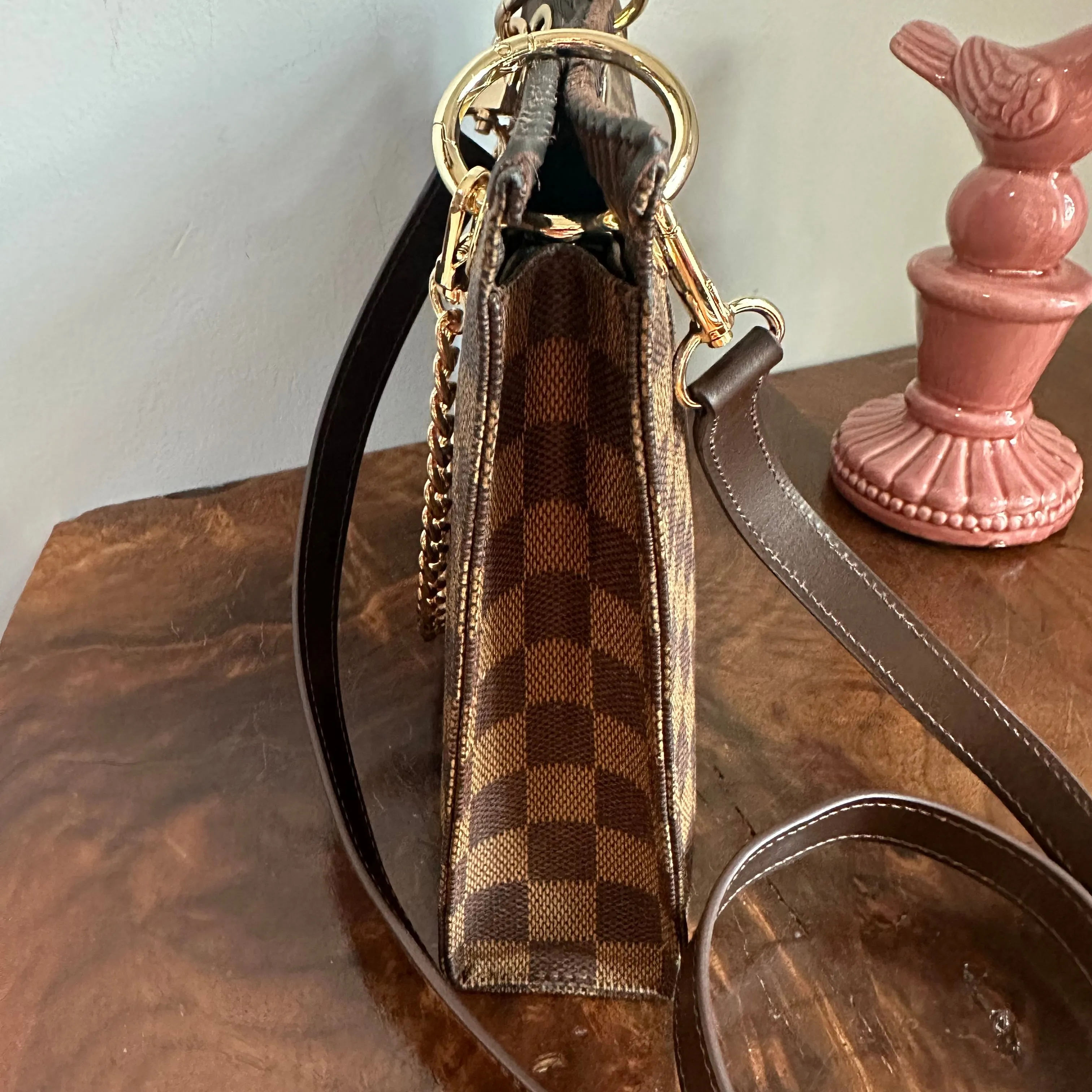 The Swan Crossbody - Vintage Damier in Brown