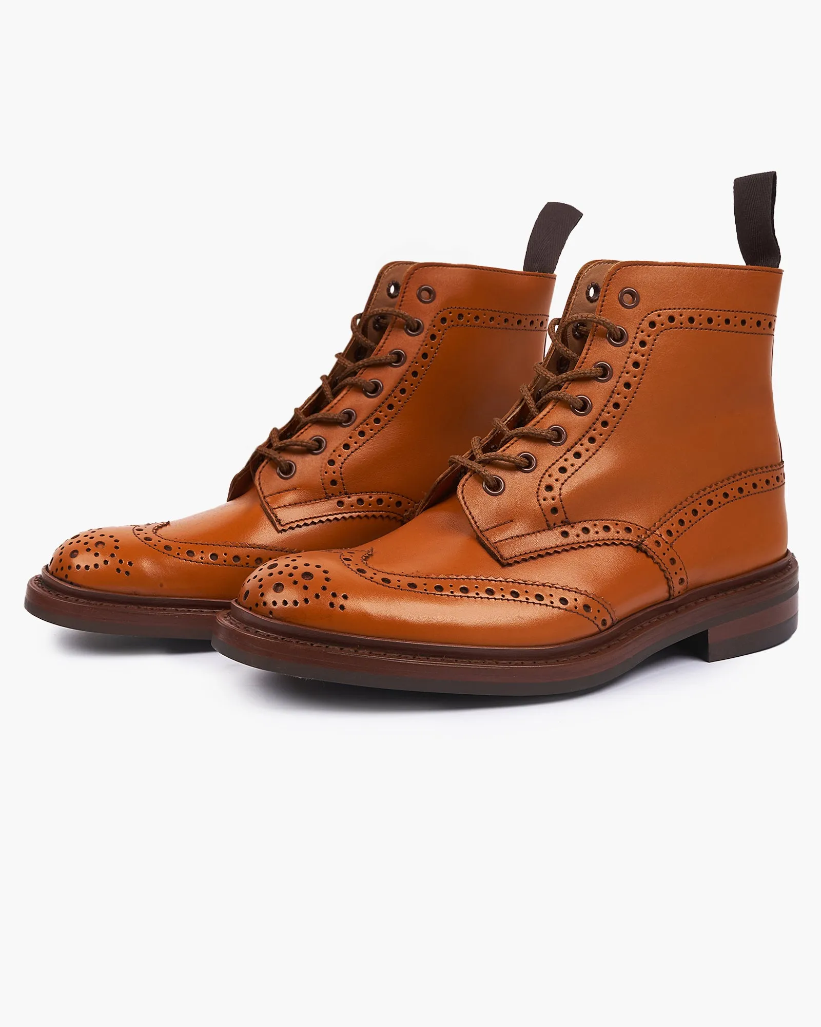 Trickers Stow Country Brogue Derby Boot - Acorn Antique / Dainite Sole