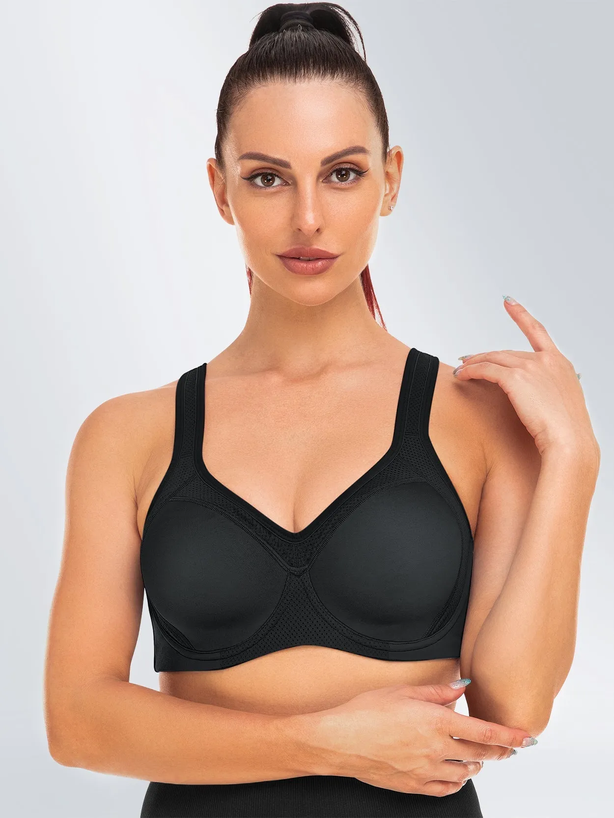 Underwire Full Support Plus Size Yoga Bra Black