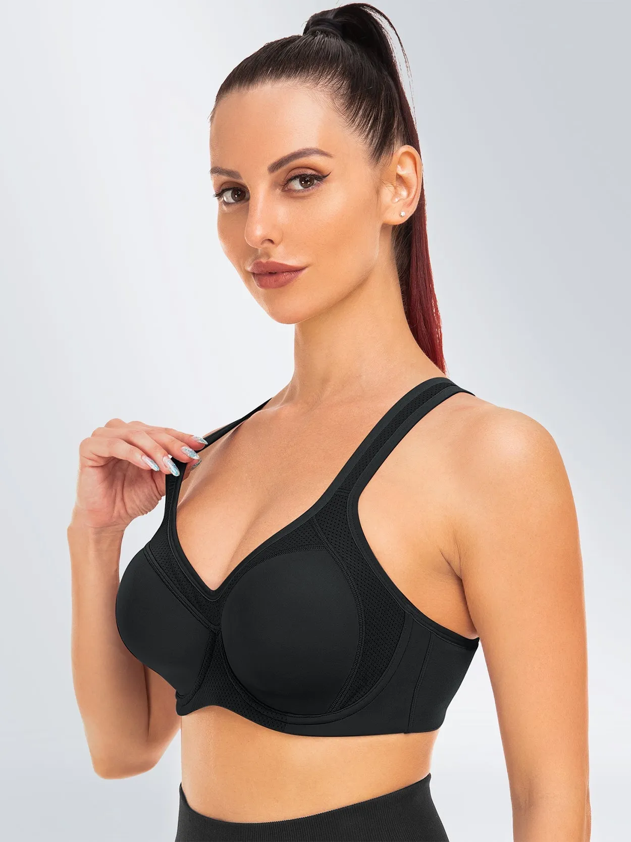 Underwire Full Support Plus Size Yoga Bra Black