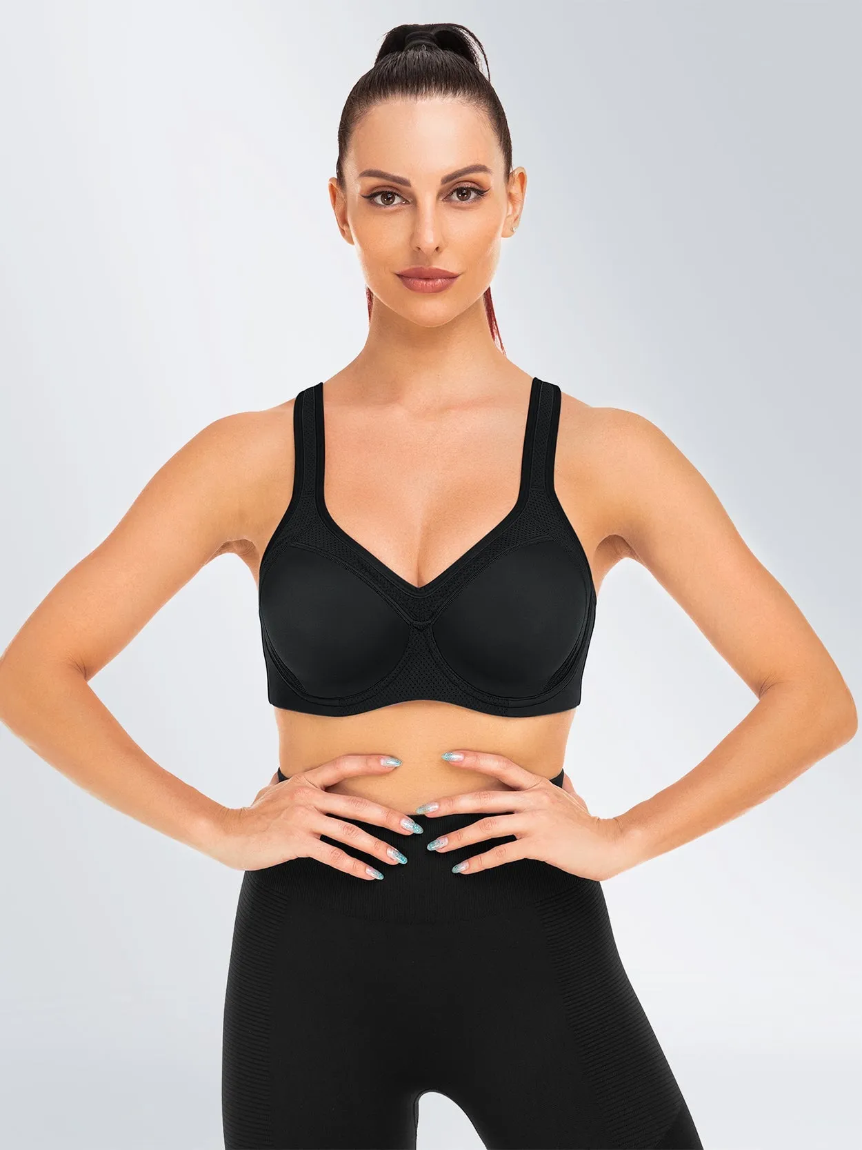 Underwire Full Support Plus Size Yoga Bra Black