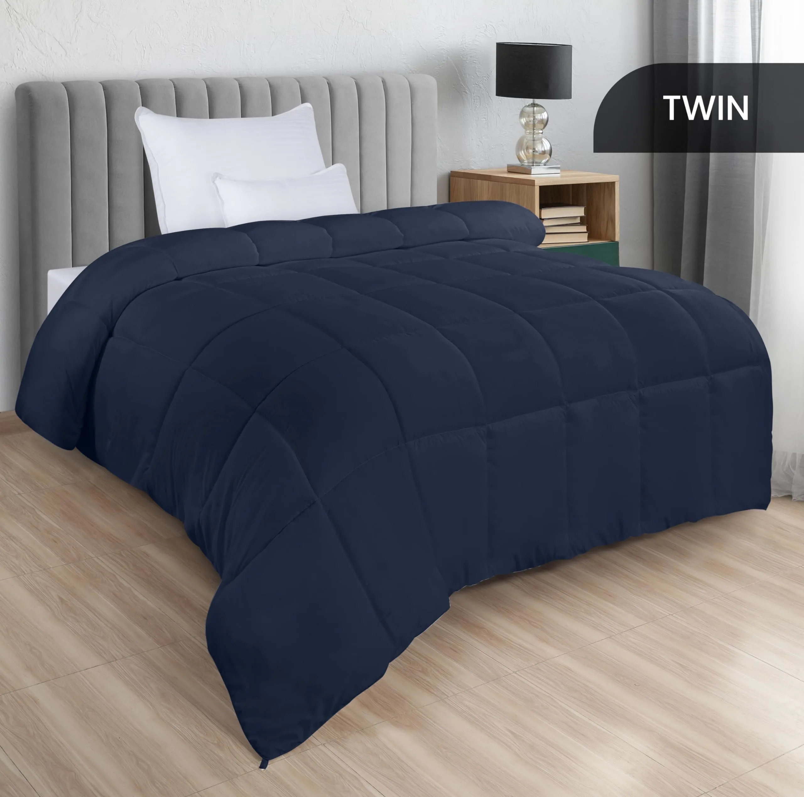 Utopia Bedding All Season 250 GSM Comforter - Plush Siliconized Fiberfill Comforter Twin - Box Stitched (Twin/Twin XL, Navy)