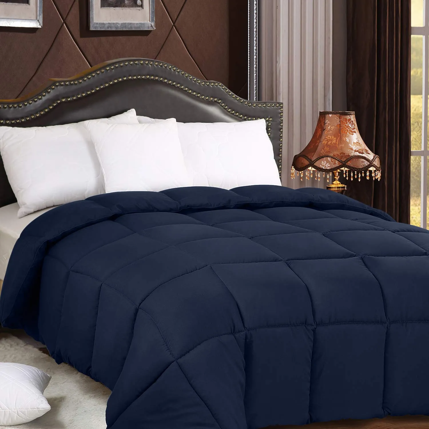 Utopia Bedding All Season 250 GSM Comforter - Plush Siliconized Fiberfill Comforter Twin - Box Stitched (Twin/Twin XL, Navy)